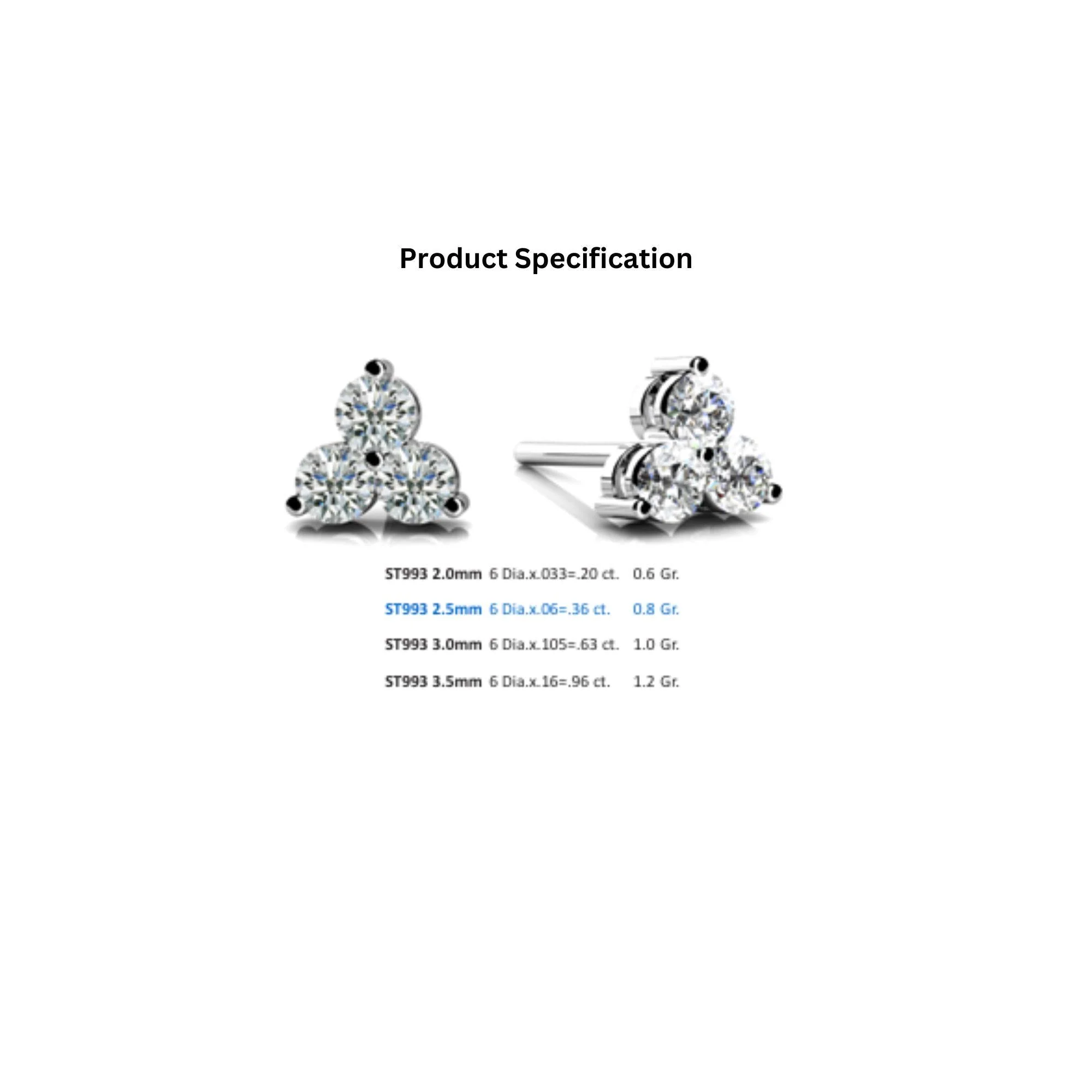 0.20 Carat Round Cut Prong Set Trillium Diamond in 14K White Gold Stud Earrings - Image 6