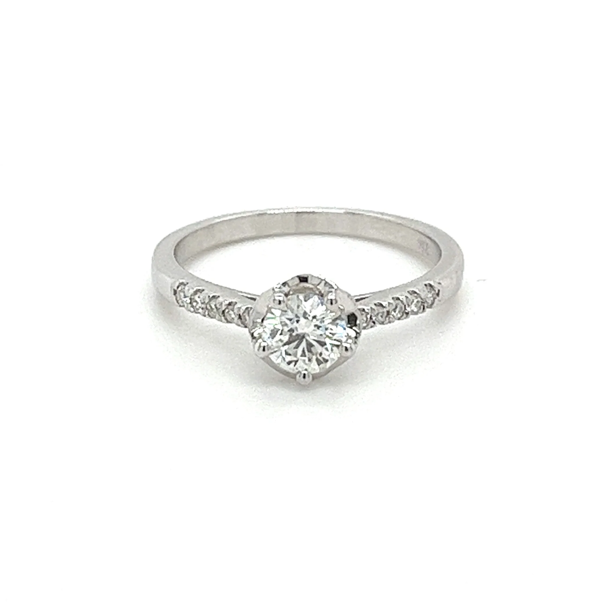 0.44 CTTW Round Cut Diamond Engagement Ring in 18K White Gold
