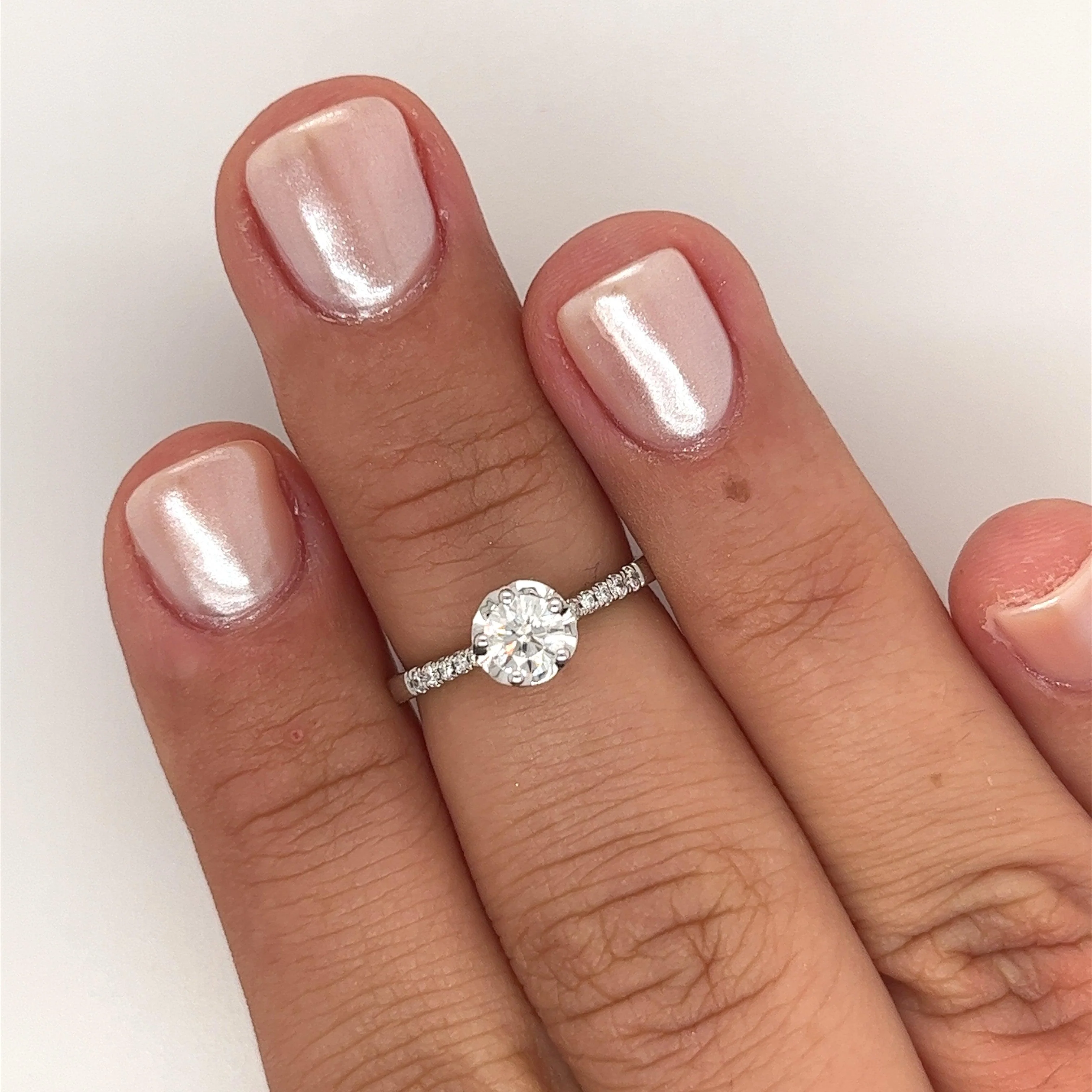 0.44 CTTW Round Cut Diamond Engagement Ring in 18K White Gold - Image 3