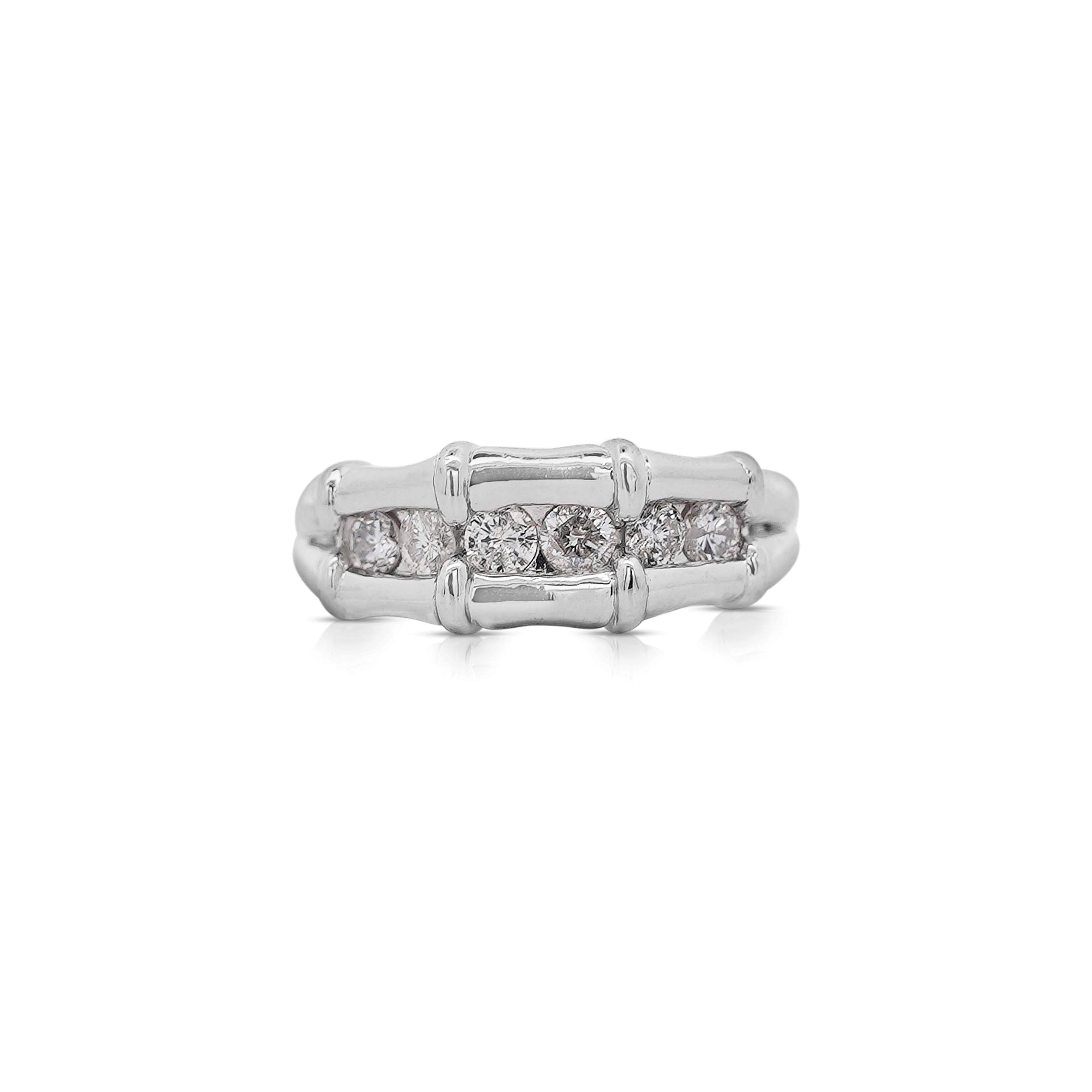 0.5 Carat Round Diamond Bamboo Style Platinum Channel Set Band Ring