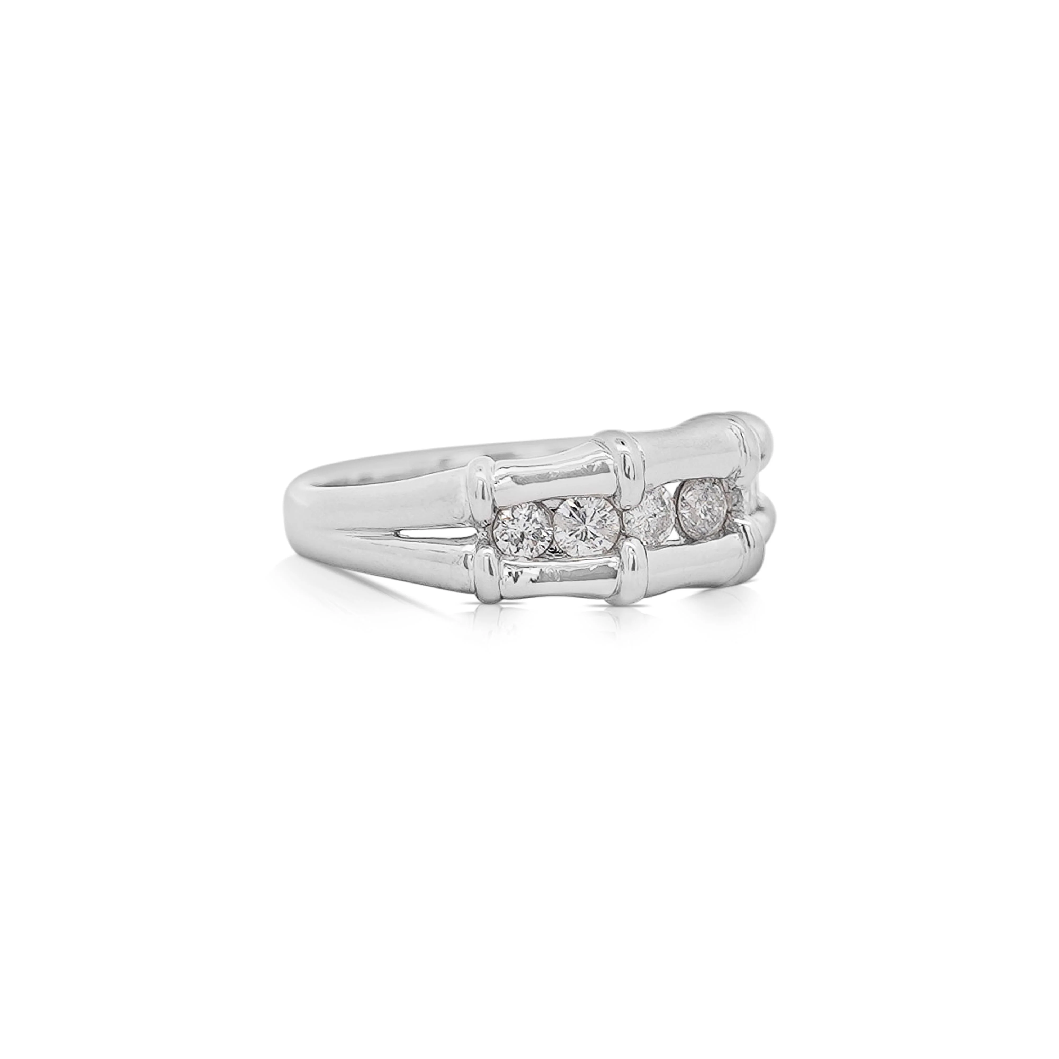 0.5 Carat Round Diamond Bamboo Style Platinum Channel Set Band Ring - Image 6