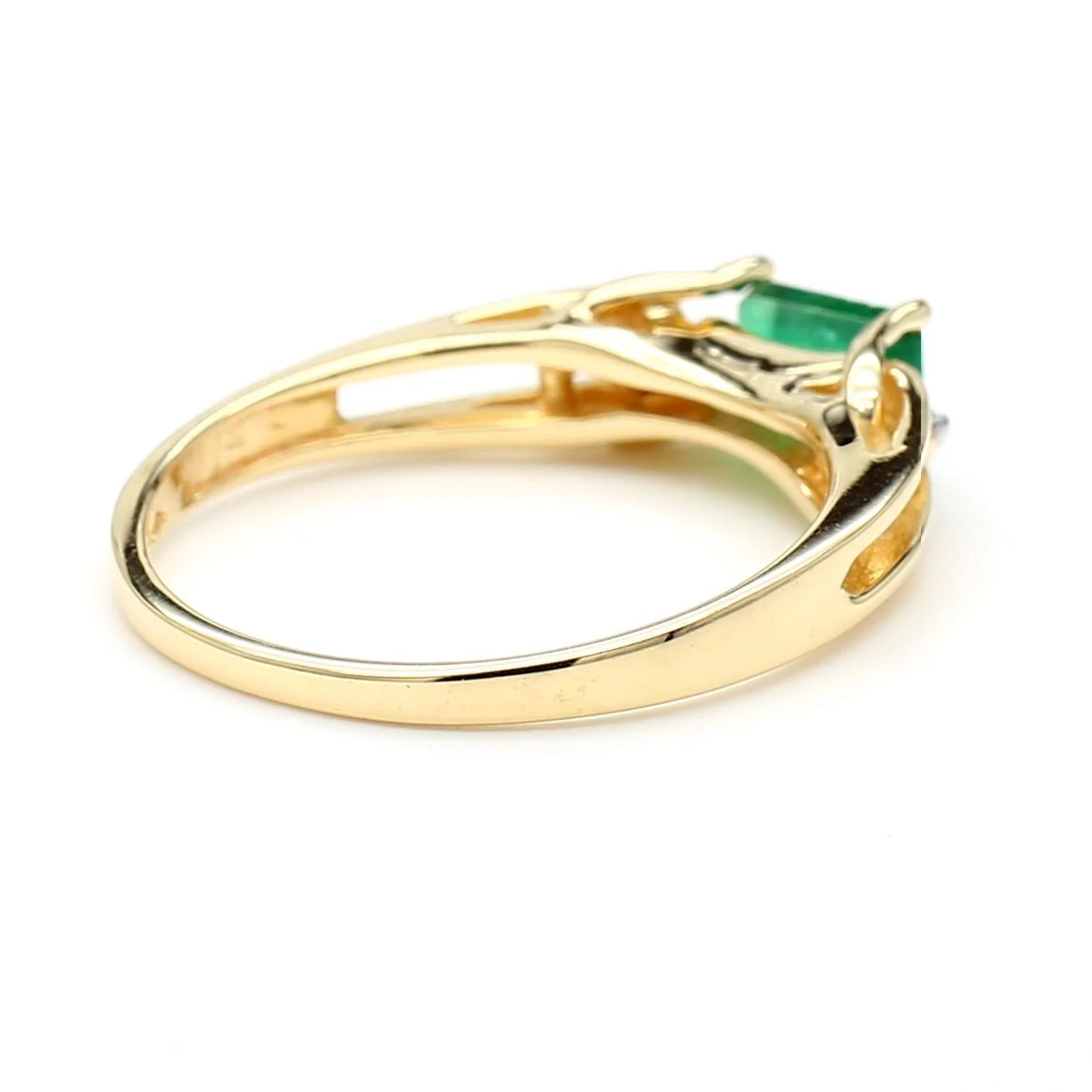 0.65 Carat Emerald 14K Gold Two Row Open Gap Band Ring - Image 10