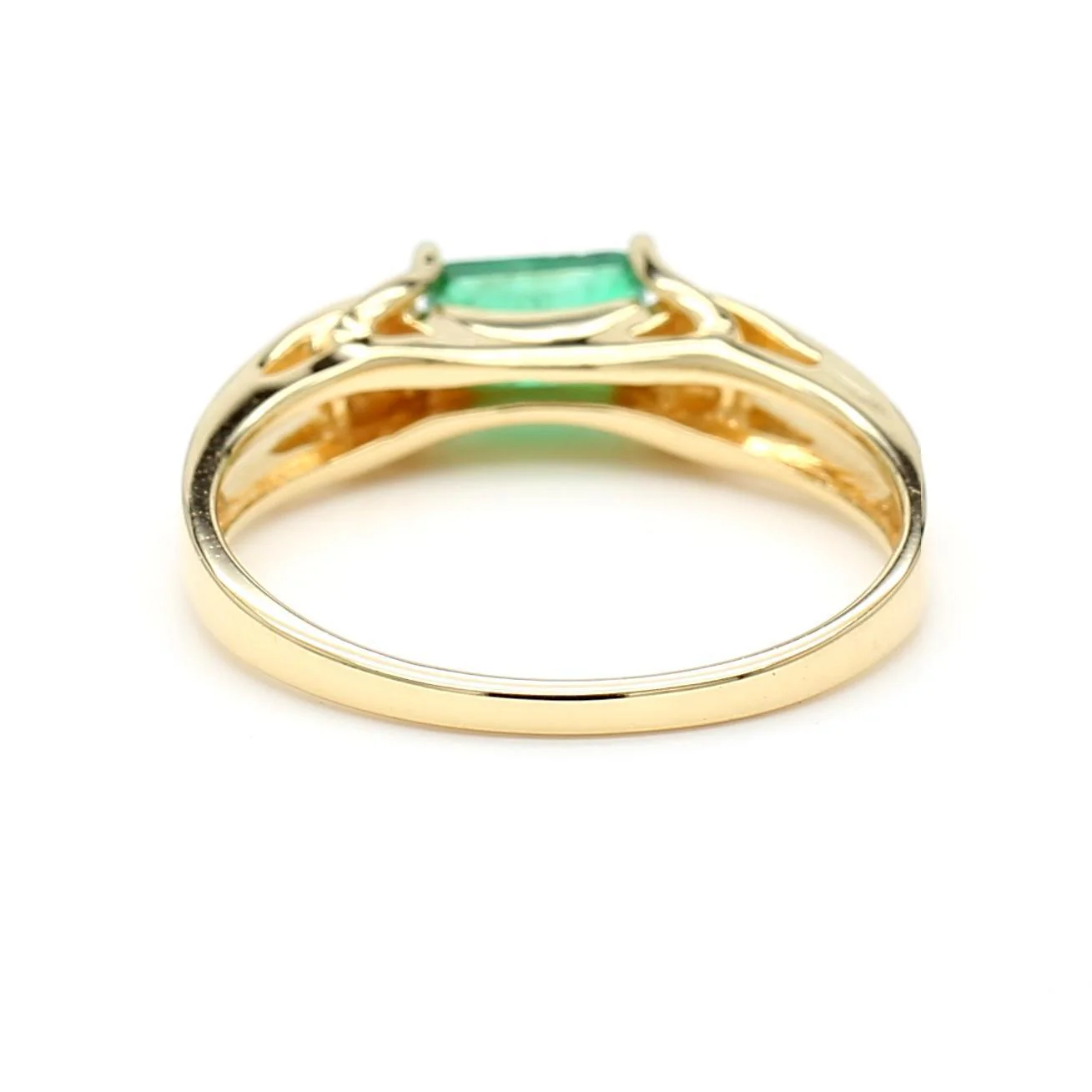 0.65 Carat Emerald 14K Gold Two Row Open Gap Band Ring - Image 11