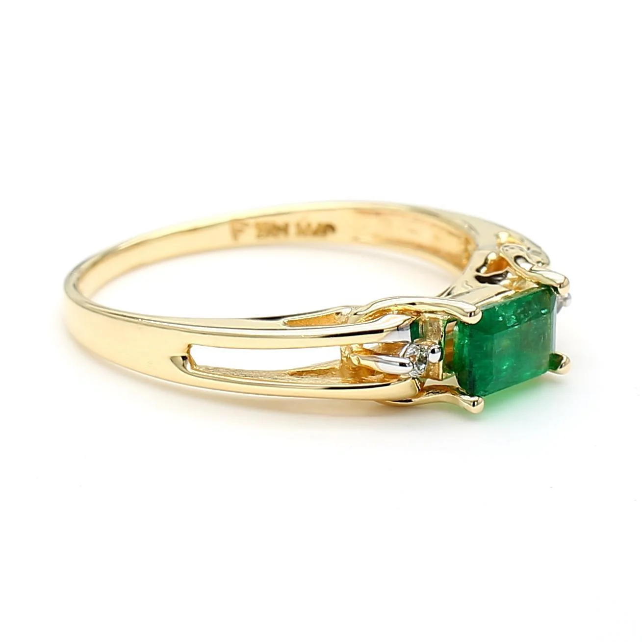 0.65 Carat Emerald 14K Gold Two Row Open Gap Band Ring - Image 9