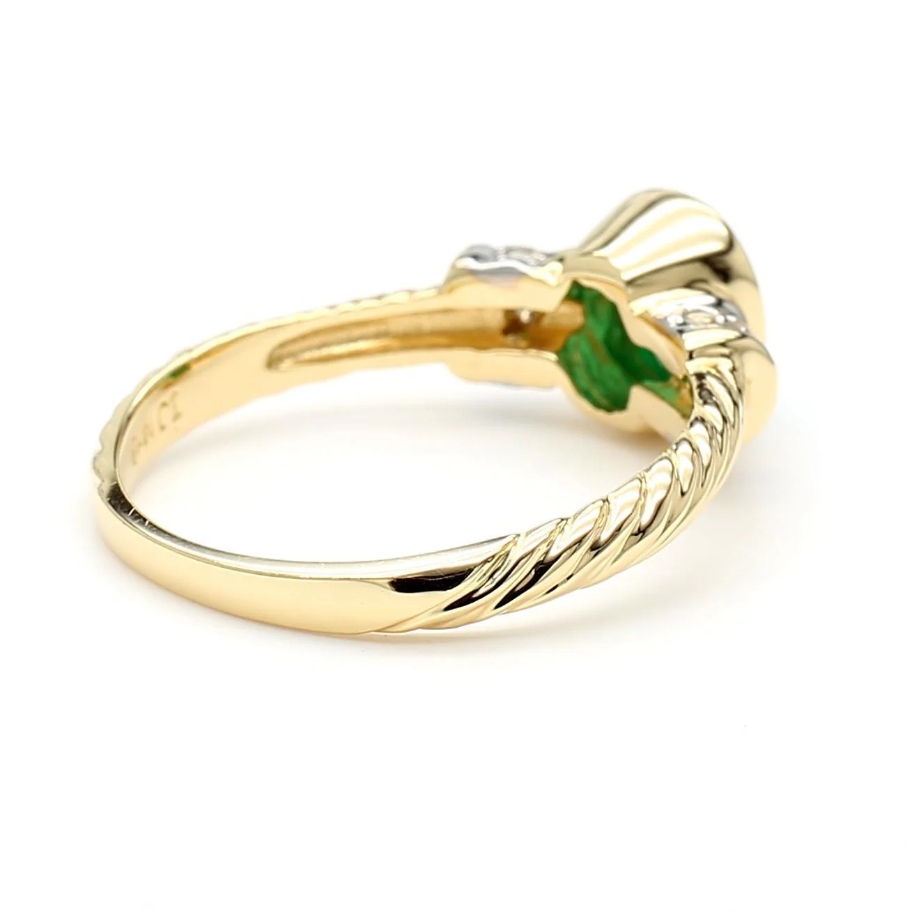 0.70 Carat Cabochon Emerald Bezel Set 14K Gold Ring - Image 6