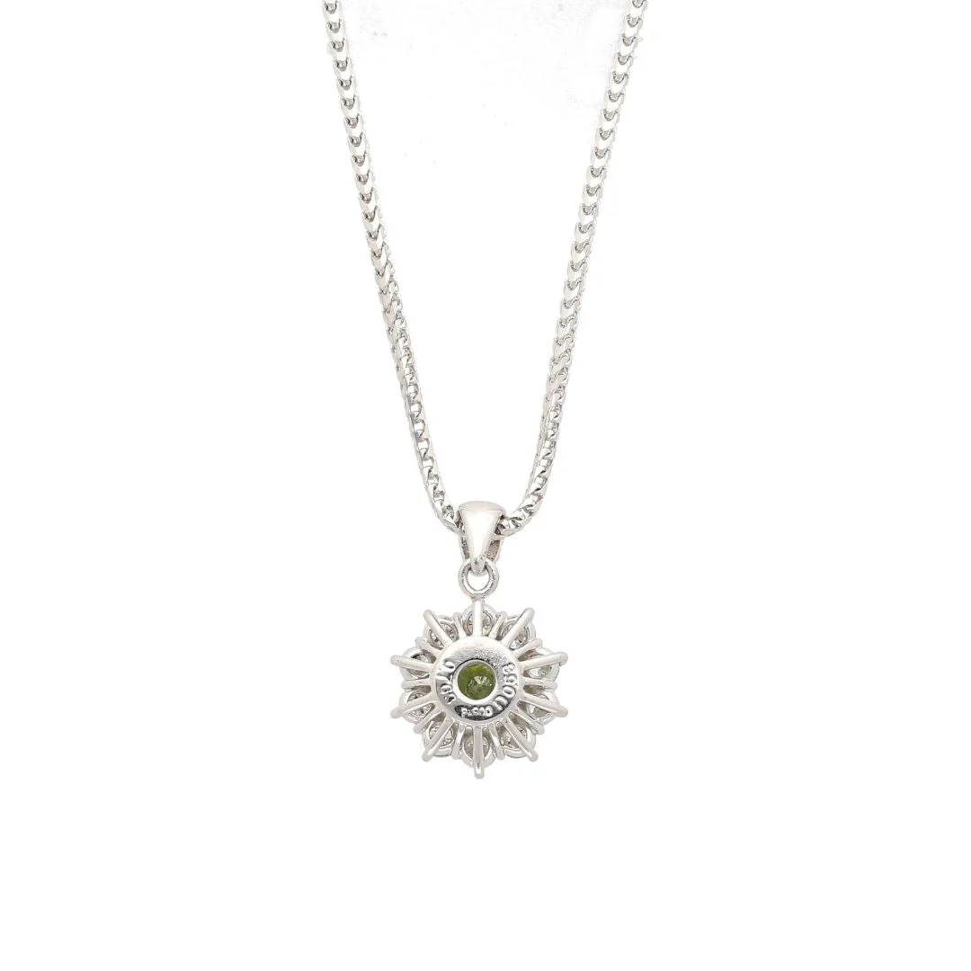 0.76 CTTW Green Diamond Floating Platinum Pendant 18k Gold Wheat Chain Necklace - Image 4