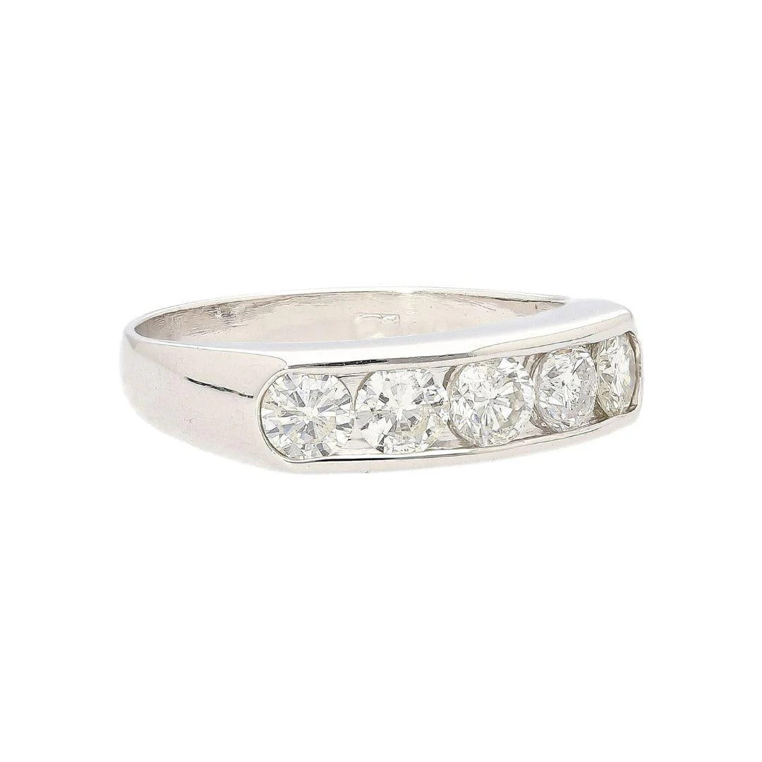 1.03 Carat Round-Cut Diamond in Platinum 900 Channel Setting Half-Eternity Ring - Image 7