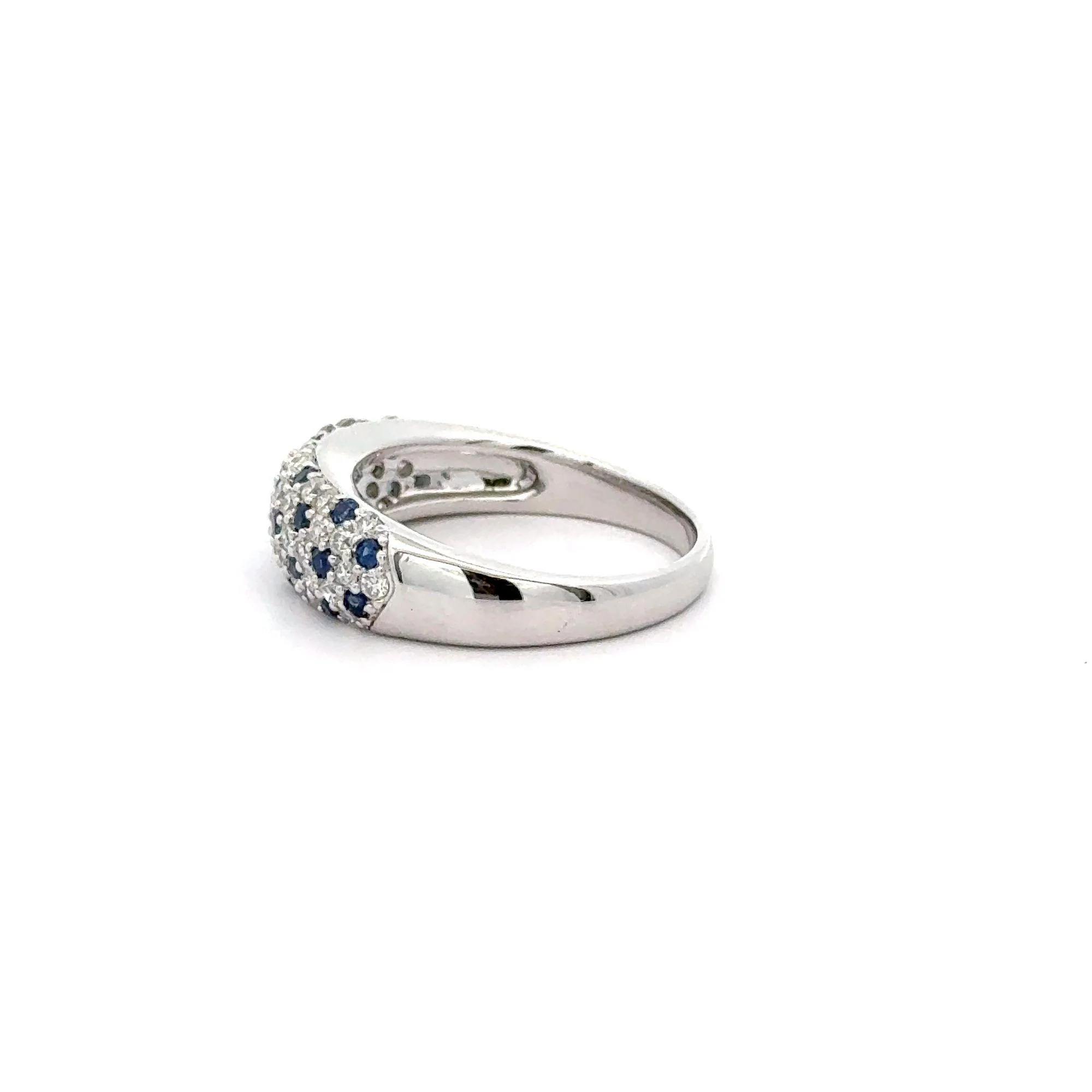 1.10 Carat Sapphire and Diamond Pave Cluster Platinum Band Ring - Image 6