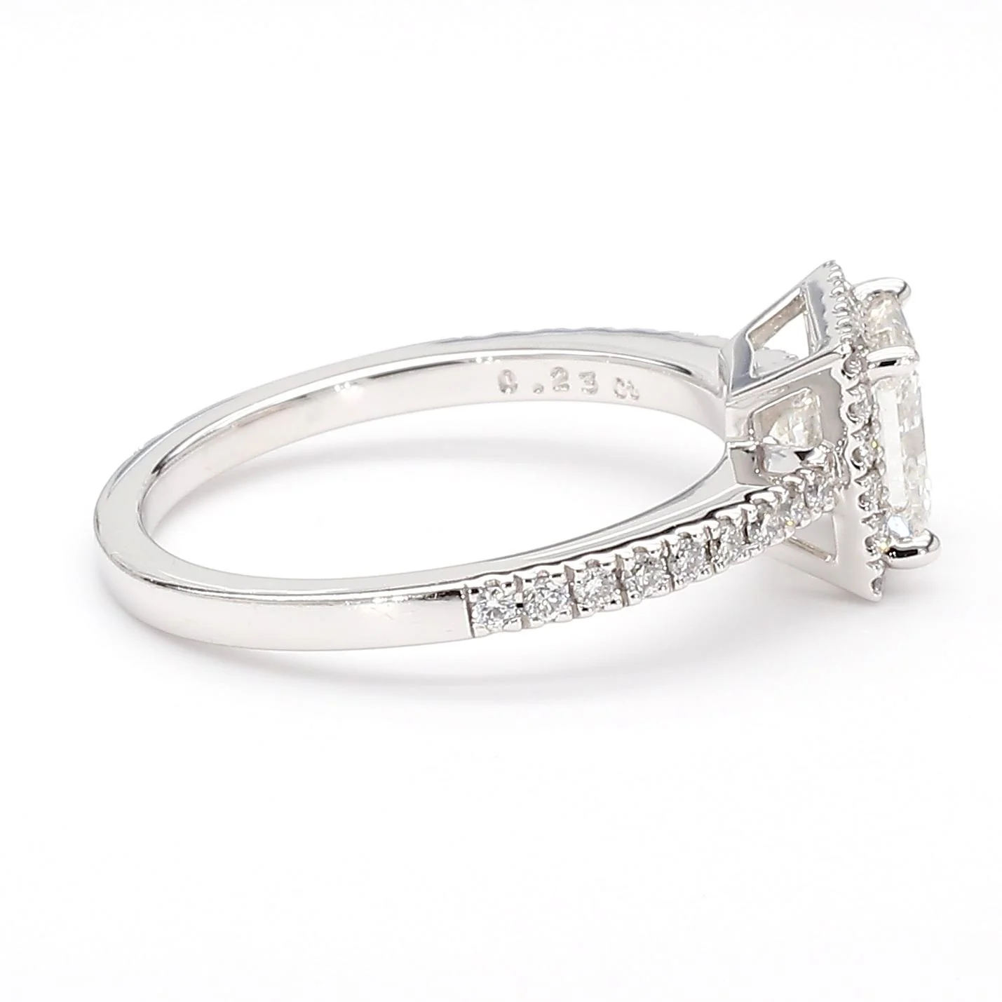1.11 Carat G/SI2 Princess Cut Diamond Pave Halo Set in Platinum Engagement Ring - Image 5
