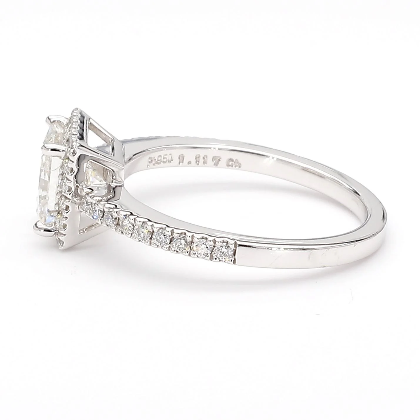 1.11 Carat G/SI2 Princess Cut Diamond Pave Halo Set in Platinum Engagement Ring - Image 9