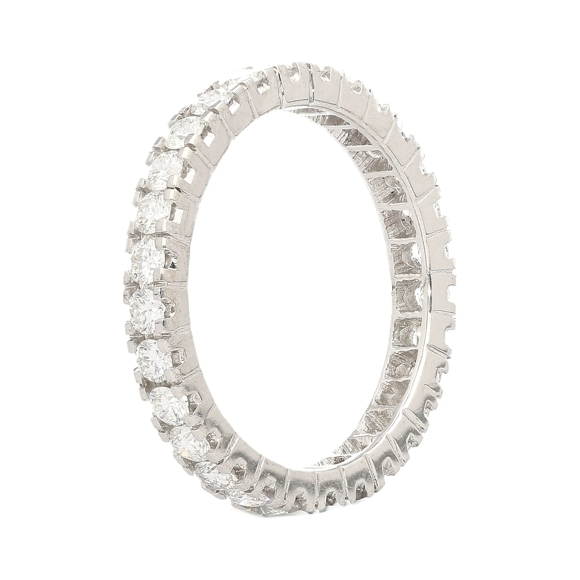 1.14 CTTW Natural Round Diamond Wedding Band Ring in 18K White Gold Size 7 - Image 2