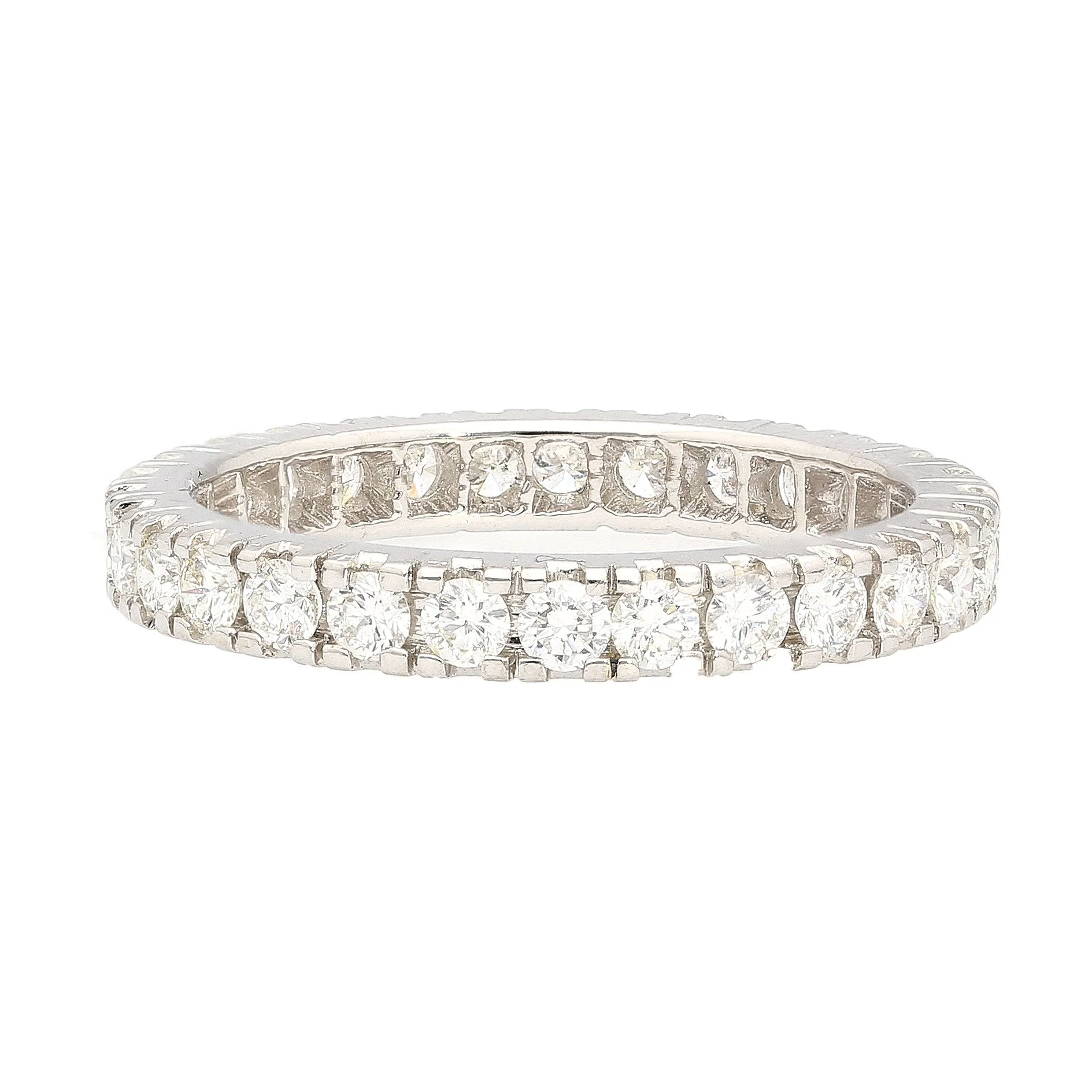 1.14 CTTW Natural Round Diamond Wedding Band Ring in 18K White Gold Size 7 - Image 3