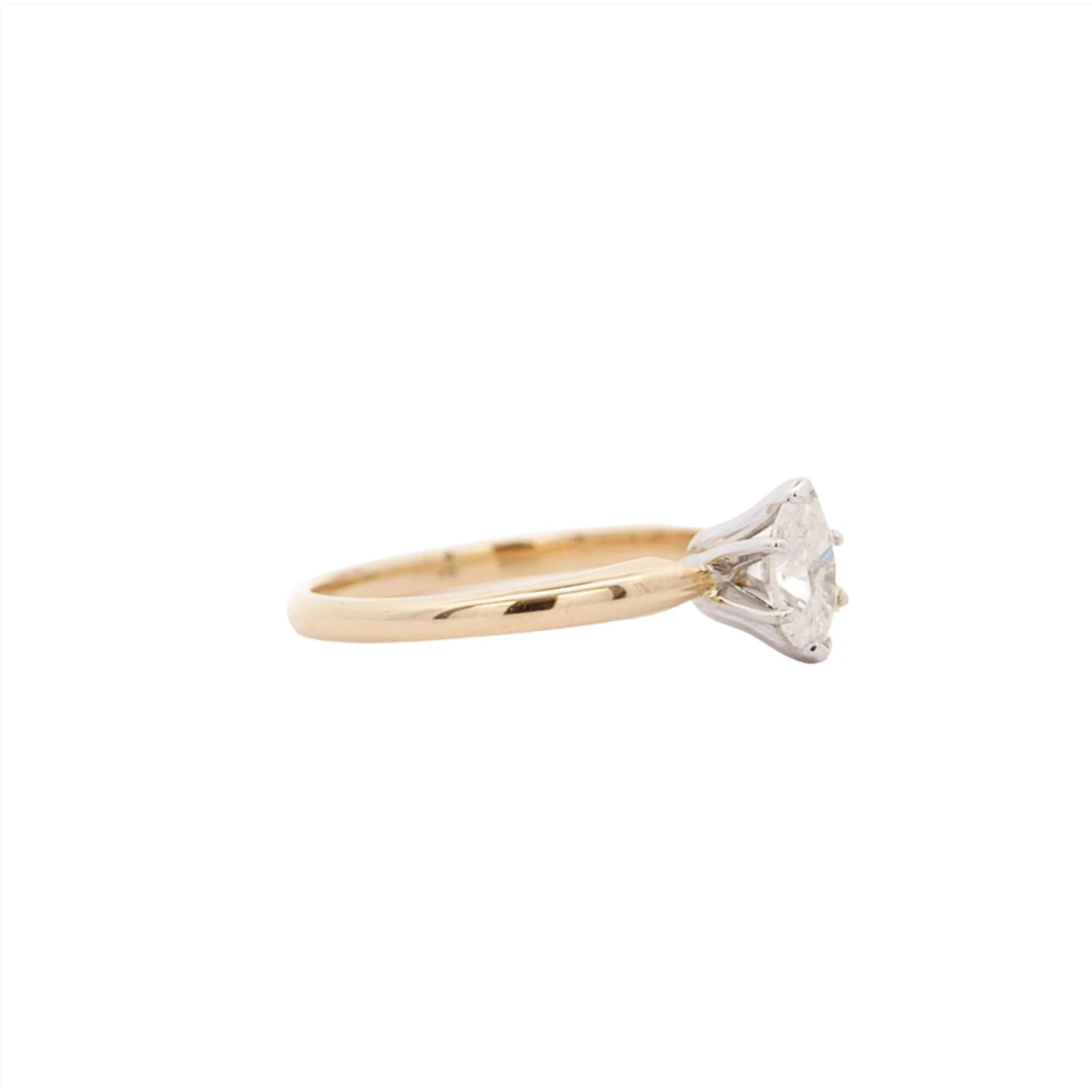 1/2 Carat Marquise Diamond Solitaire 2-tone 14K Gold Ring - Image 2