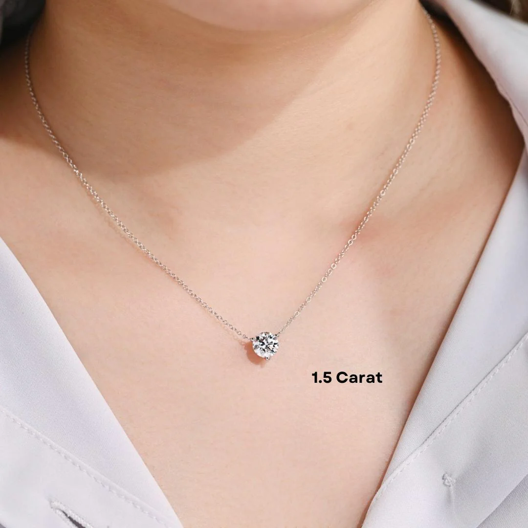 1-2 Carat Round Lab Diamond Floating Solitaire Pendant Necklace - Image 3