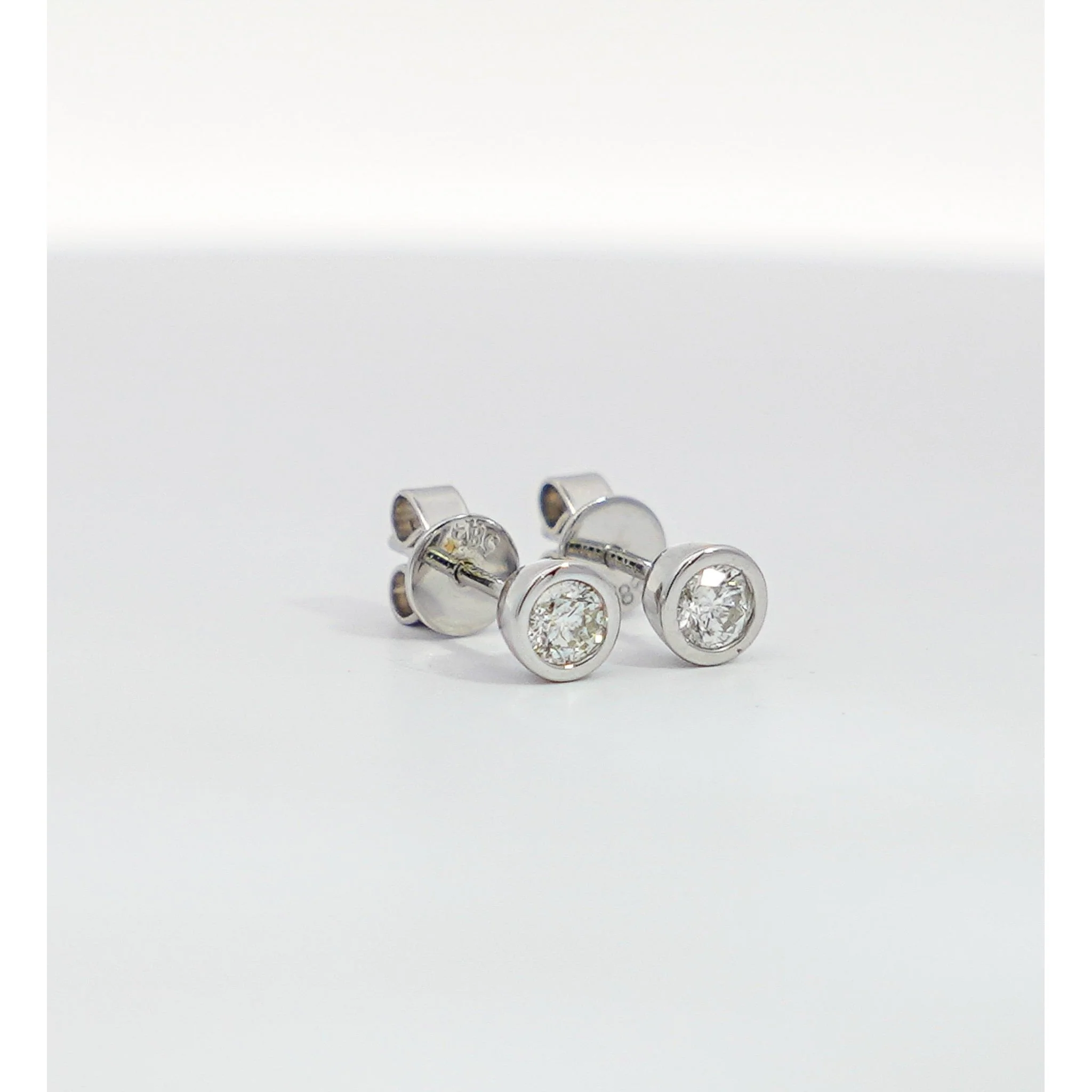 1/3 CTTW Bezel Set Natural Diamond Stud Earrings in 14k White Gold | 3.5 MM - Image 10