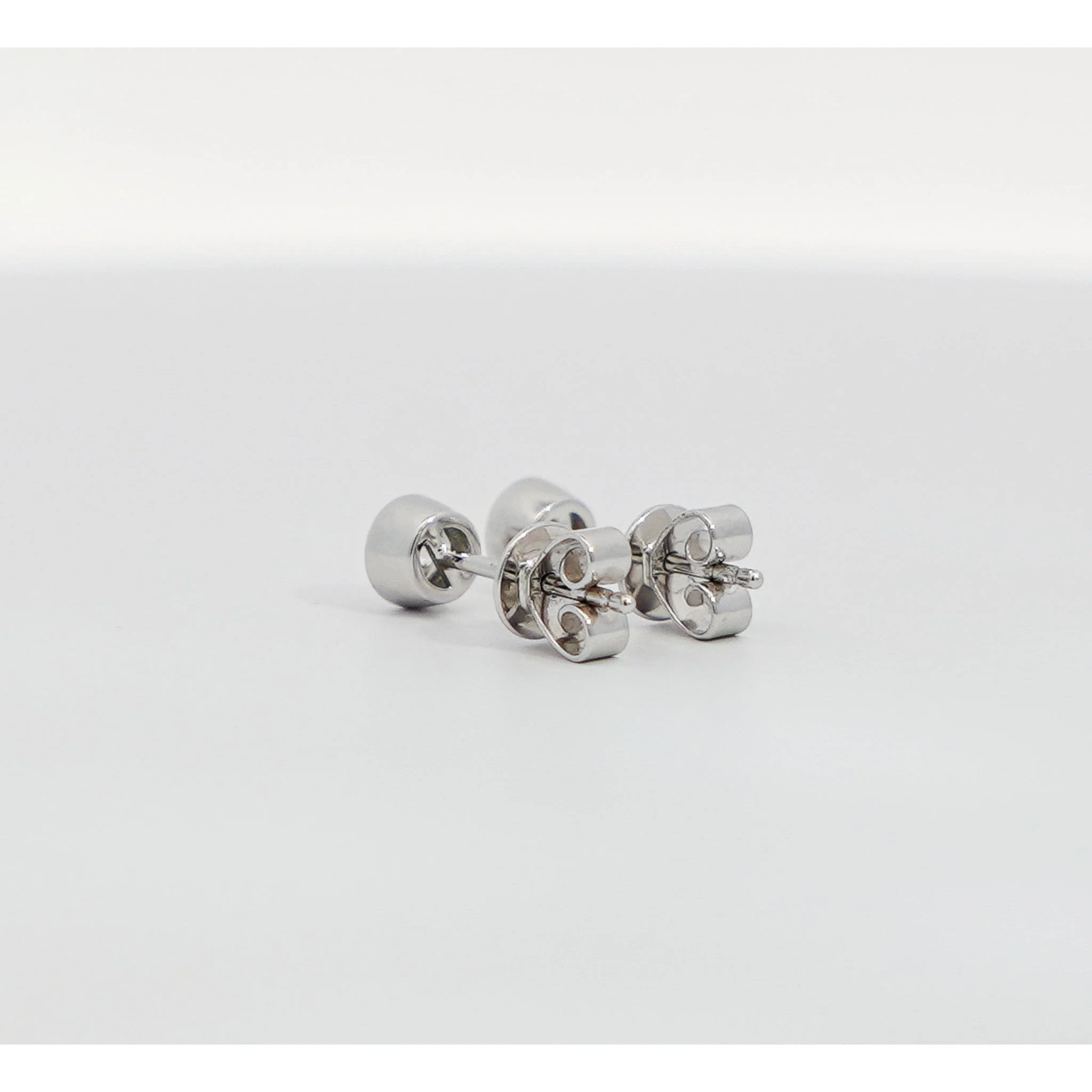 1/3 CTTW Bezel Set Natural Diamond Stud Earrings in 14k White Gold | 3.5 MM - Image 11
