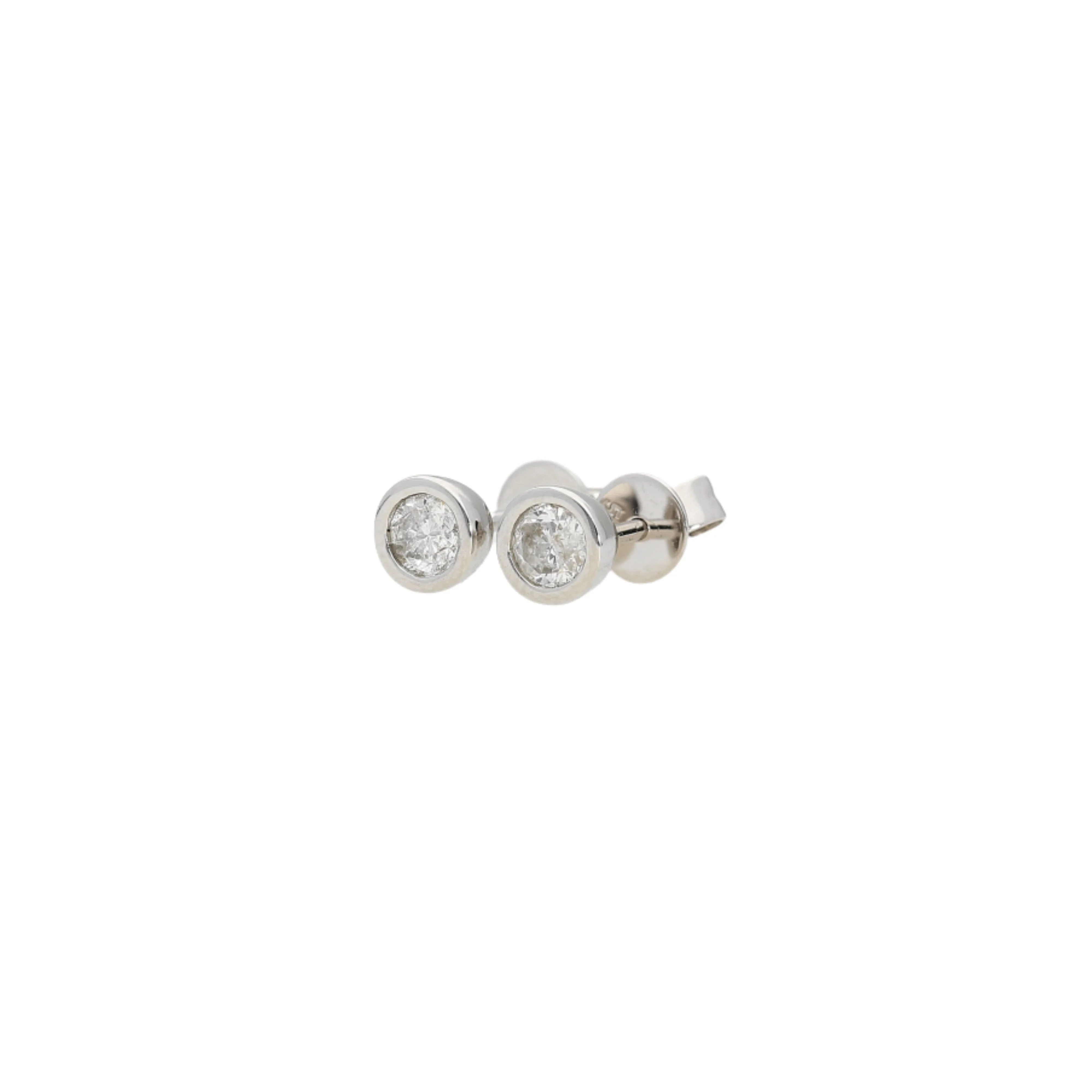 1/3 CTTW Bezel Set Natural Diamond Stud Earrings in 14k White Gold | 3.5 MM - Image 3