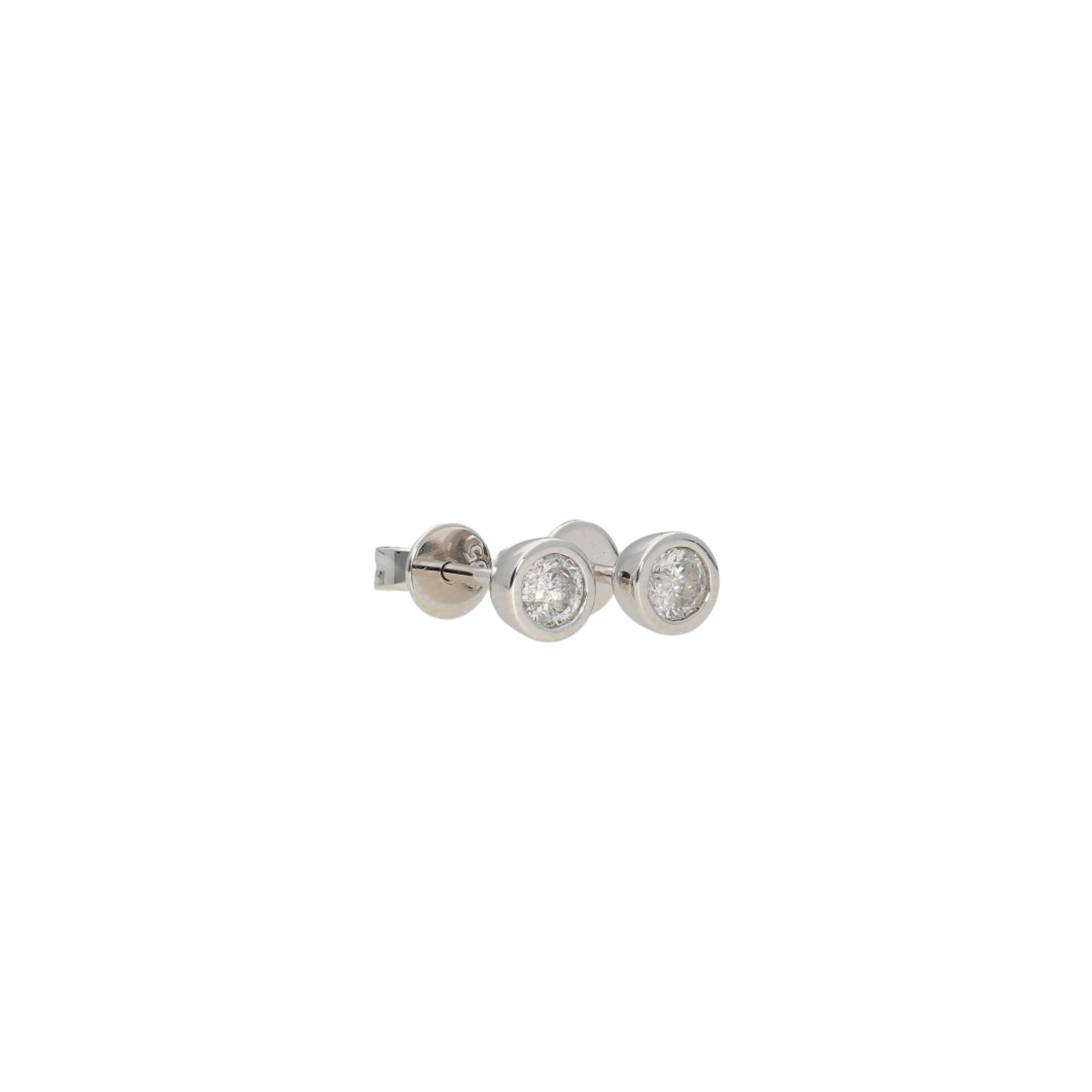 1/3 CTTW Bezel Set Natural Diamond Stud Earrings in 14k White Gold | 3.5 MM - Image 4