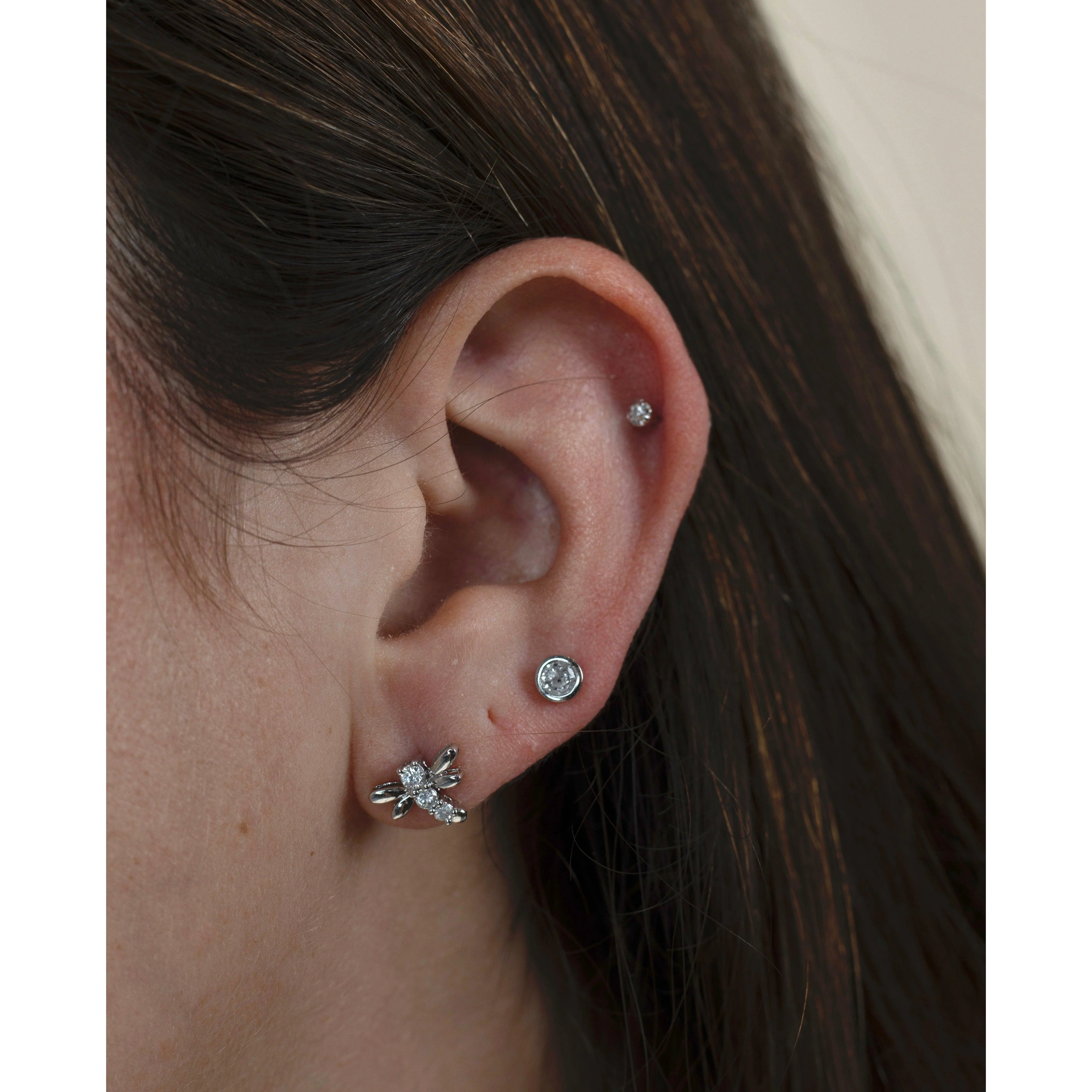 1/3 CTTW Bezel Set Natural Diamond Stud Earrings in 14k White Gold | 3.5 MM - Image 8