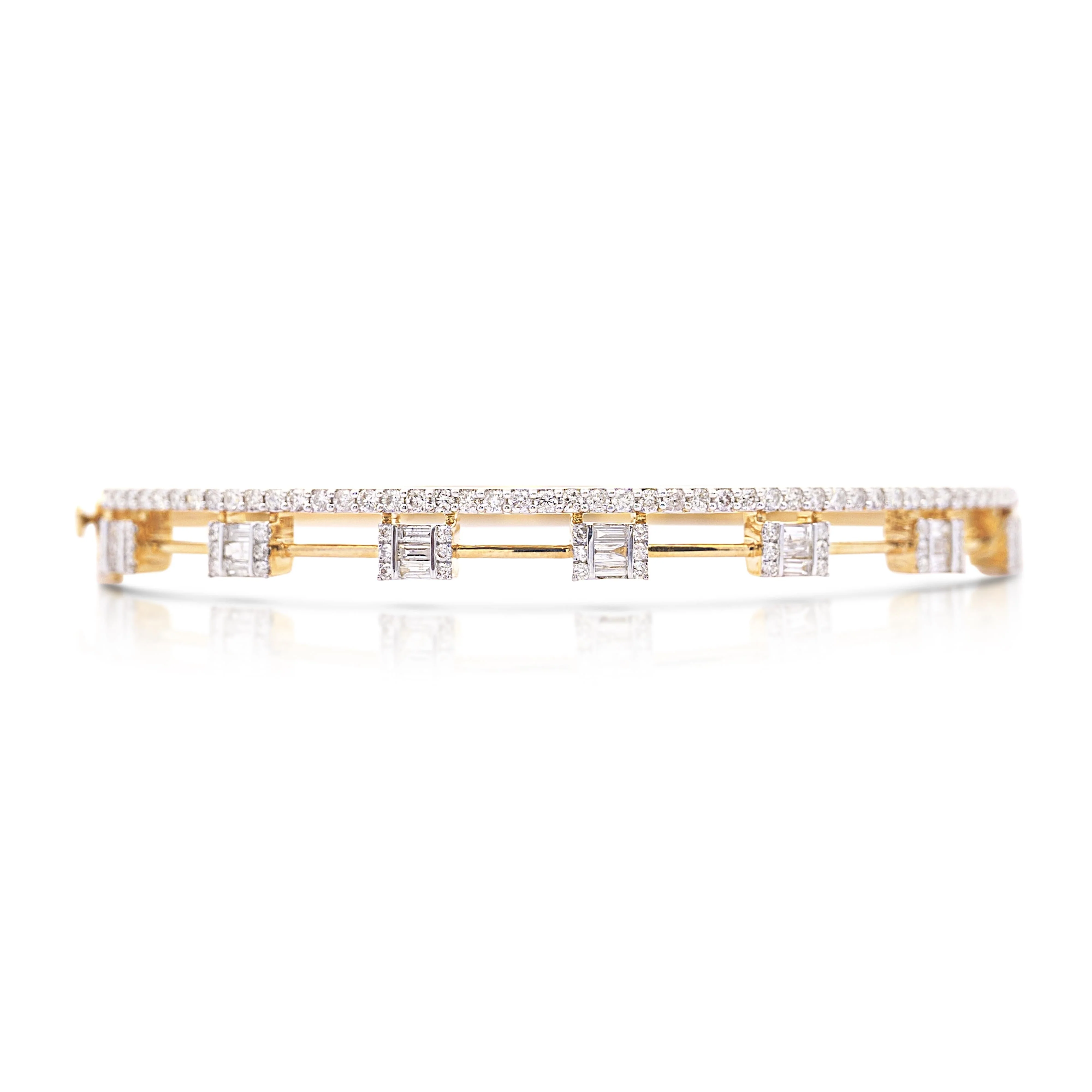 1.32 Carat Diamond Illusion Set 2-Row 14K Gold Bangle Bracelet - Image 2