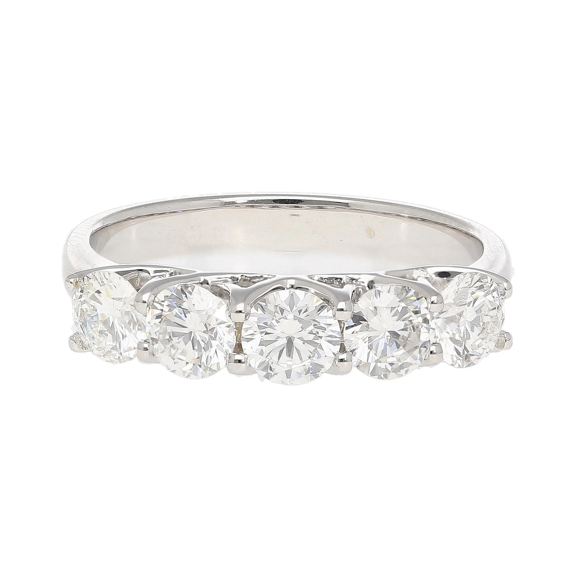 1.54 Carat Round Lab-Grown Diamond in 14K White Gold Half Eternity Ring - Image 3