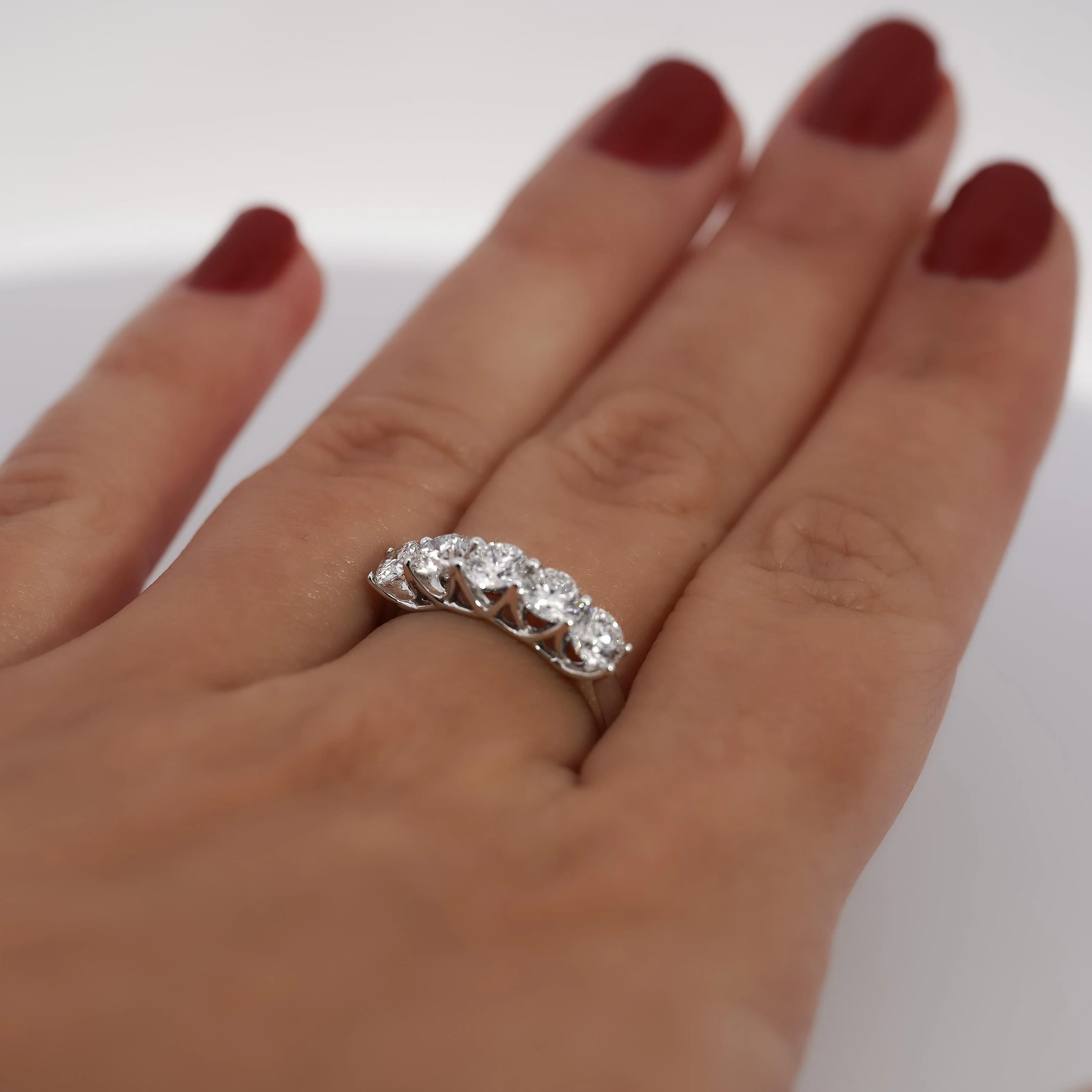 1.54 Carat Round Lab-Grown Diamond in 14K White Gold Half Eternity Ring - Image 4
