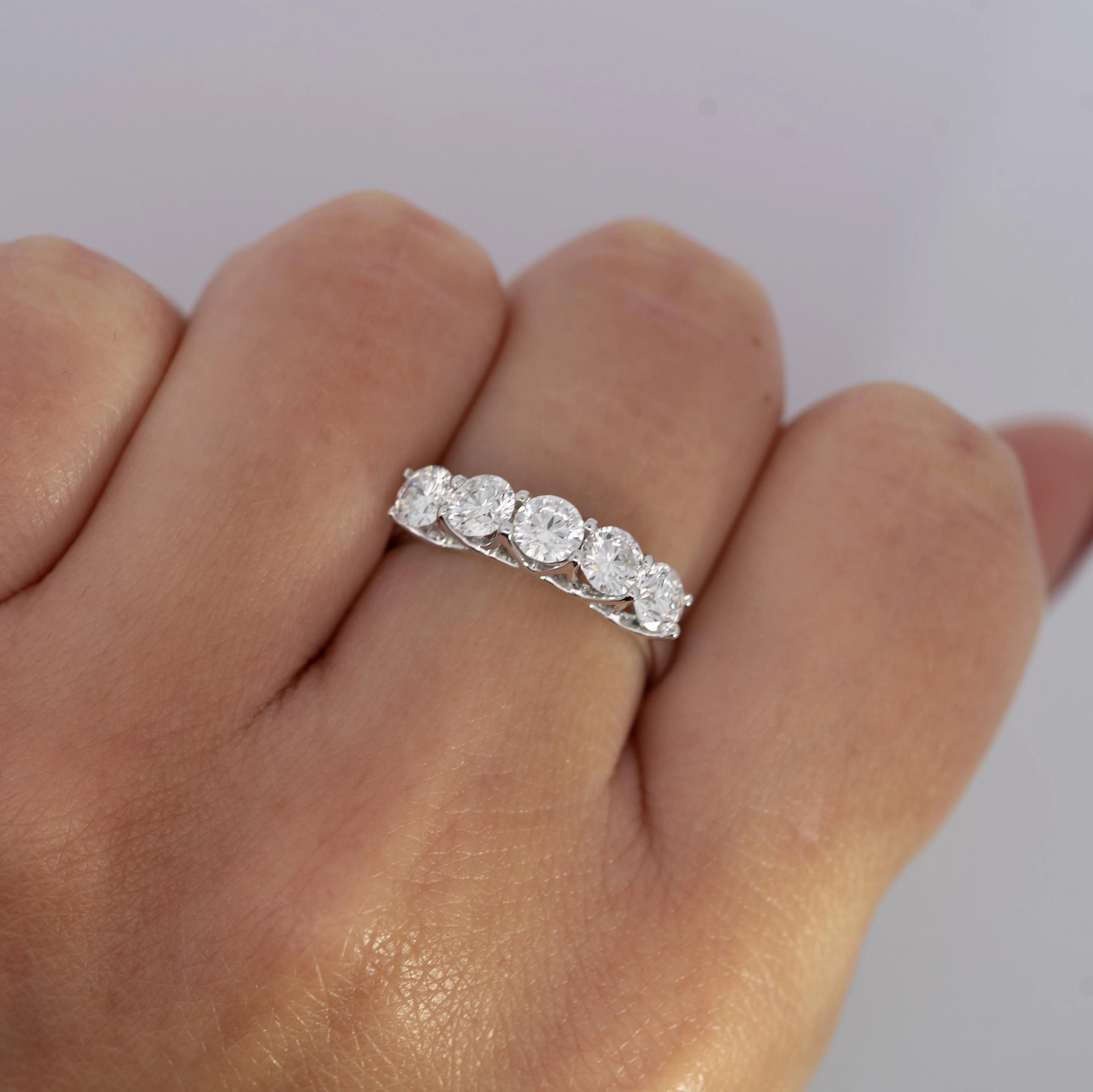 1.54 Carat Round Lab-Grown Diamond in 14K White Gold Half Eternity Ring - Image 5