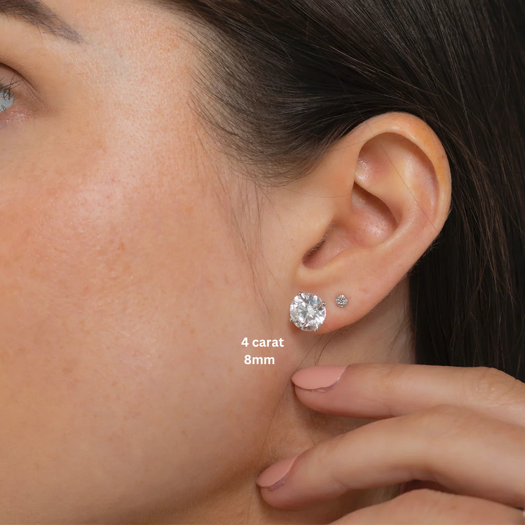 1-6 carat Martini 3-Prong Lab Grown Diamond Stud Earrings - Image 8