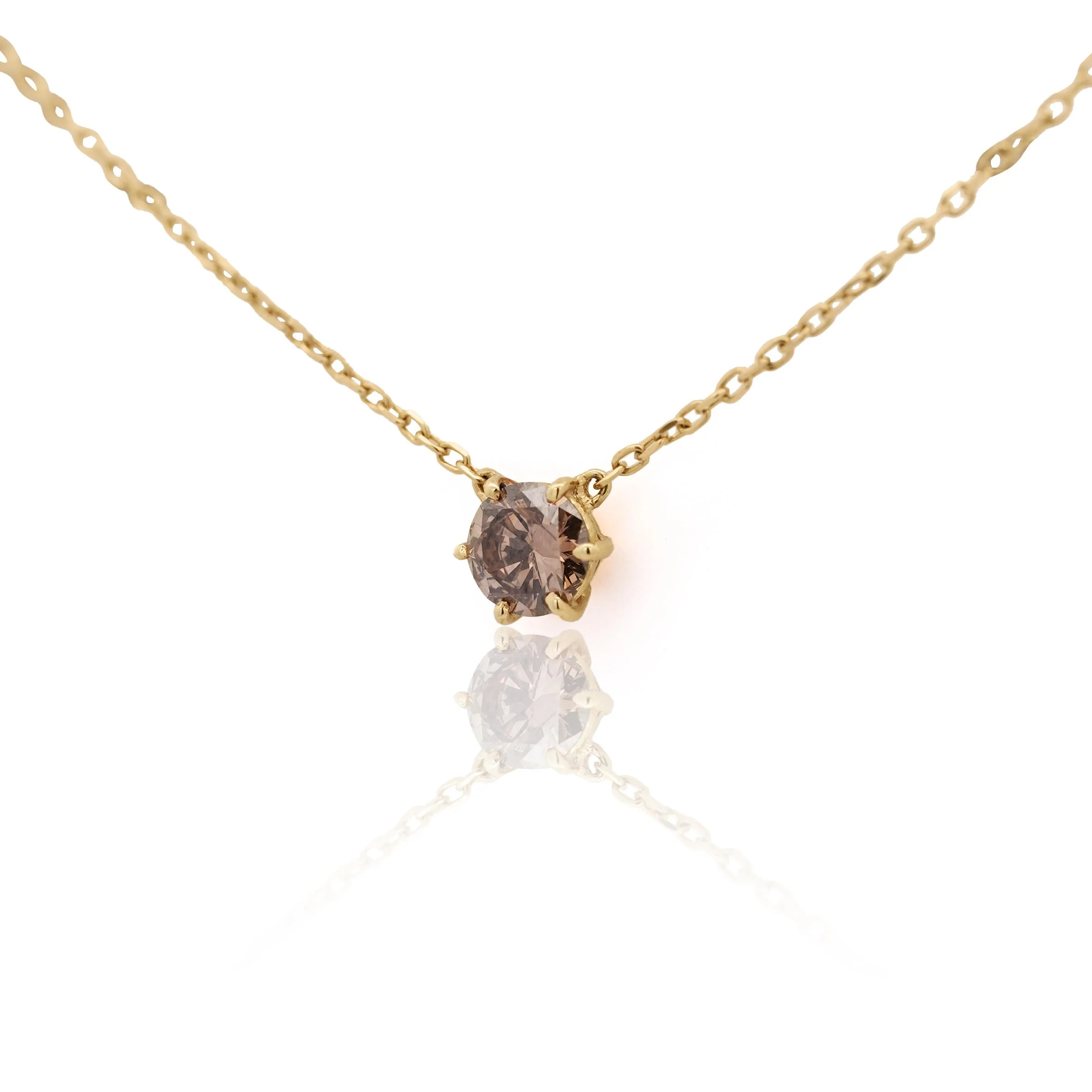 1 Carat Brown Diamond 18K Gold Solitaire Pendant Necklace - Image 3