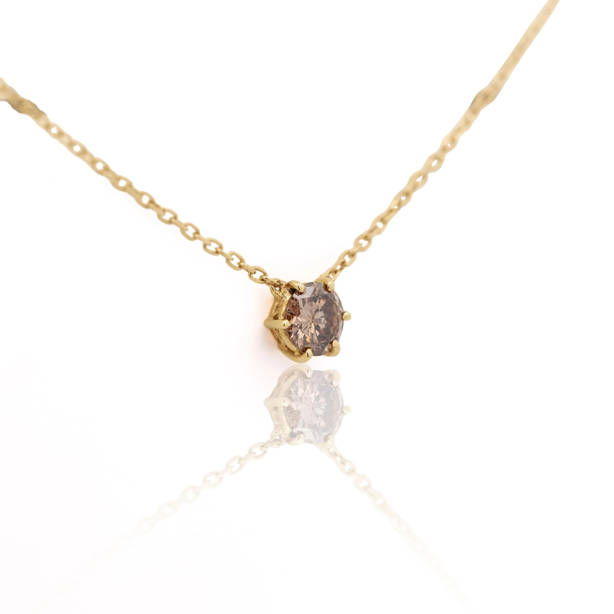 1 Carat Brown Diamond 18K Gold Solitaire Pendant Necklace - Image 4