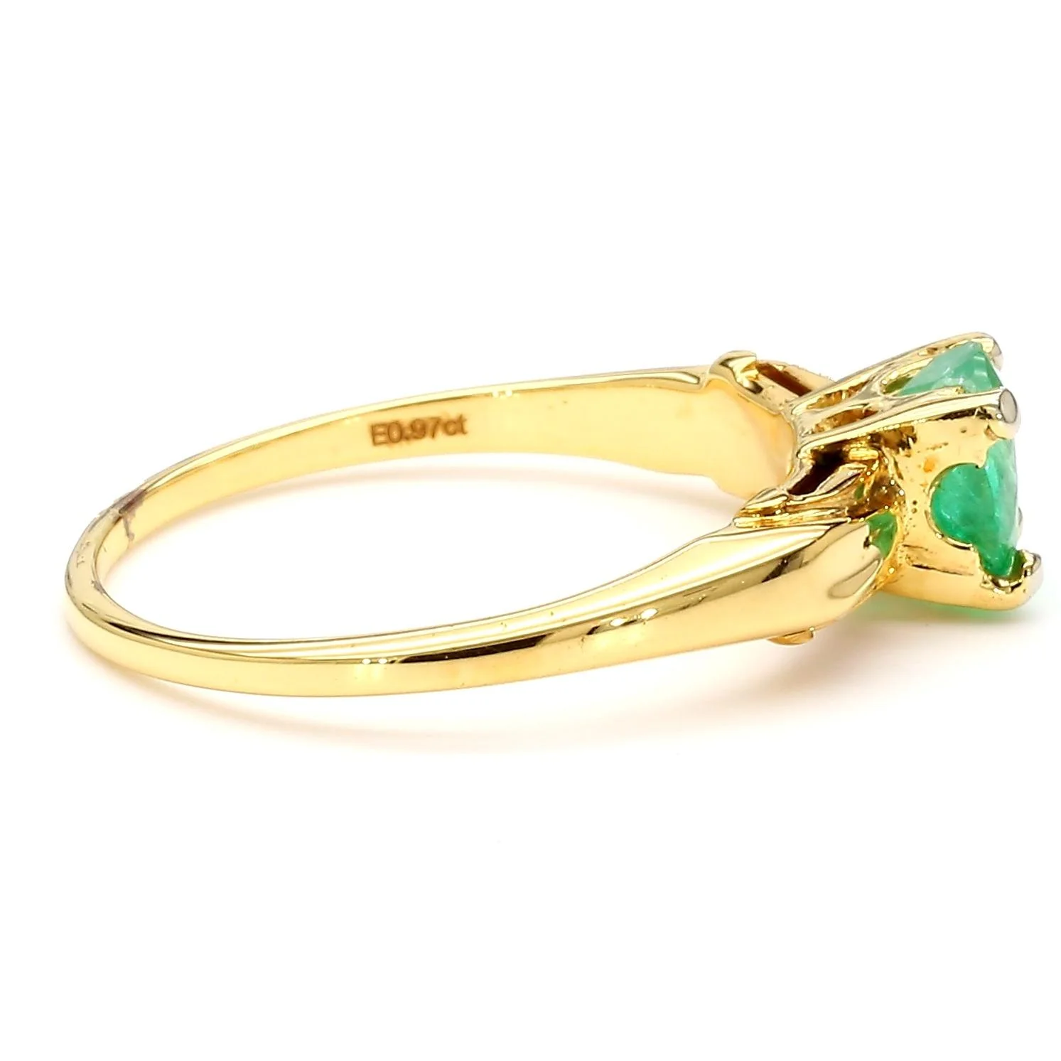 1 Carat Oval Cut Colombian Emerald 14K Gold Engagement Ring - Image 2