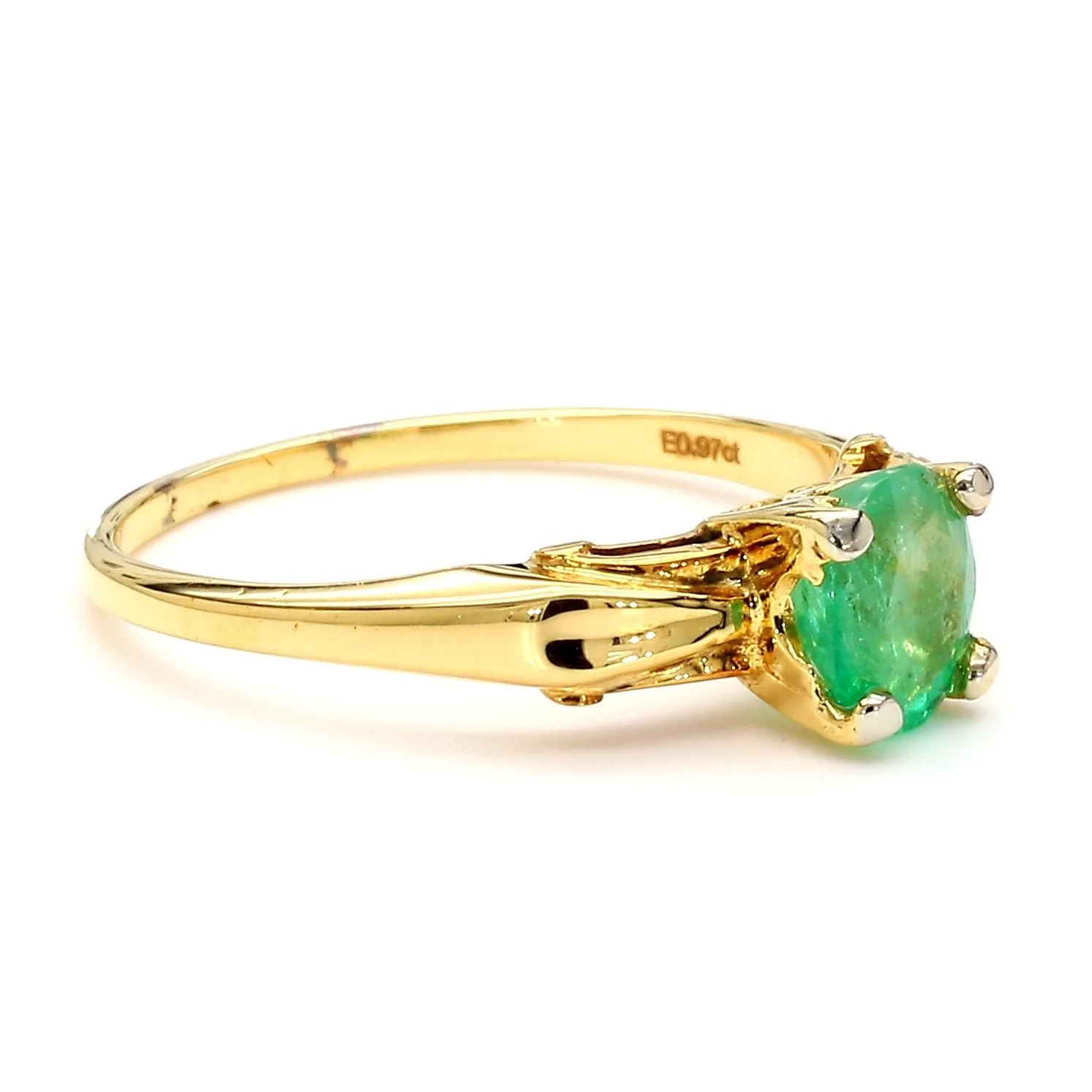 1 Carat Oval Cut Colombian Emerald 14K Gold Engagement Ring - Image 3
