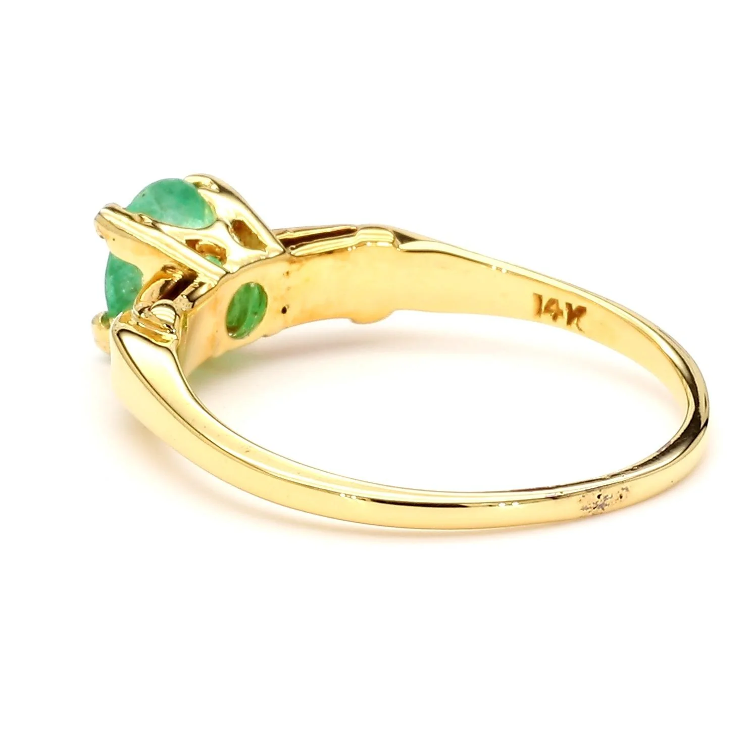 1 Carat Oval Cut Colombian Emerald 14K Gold Engagement Ring - Image 5