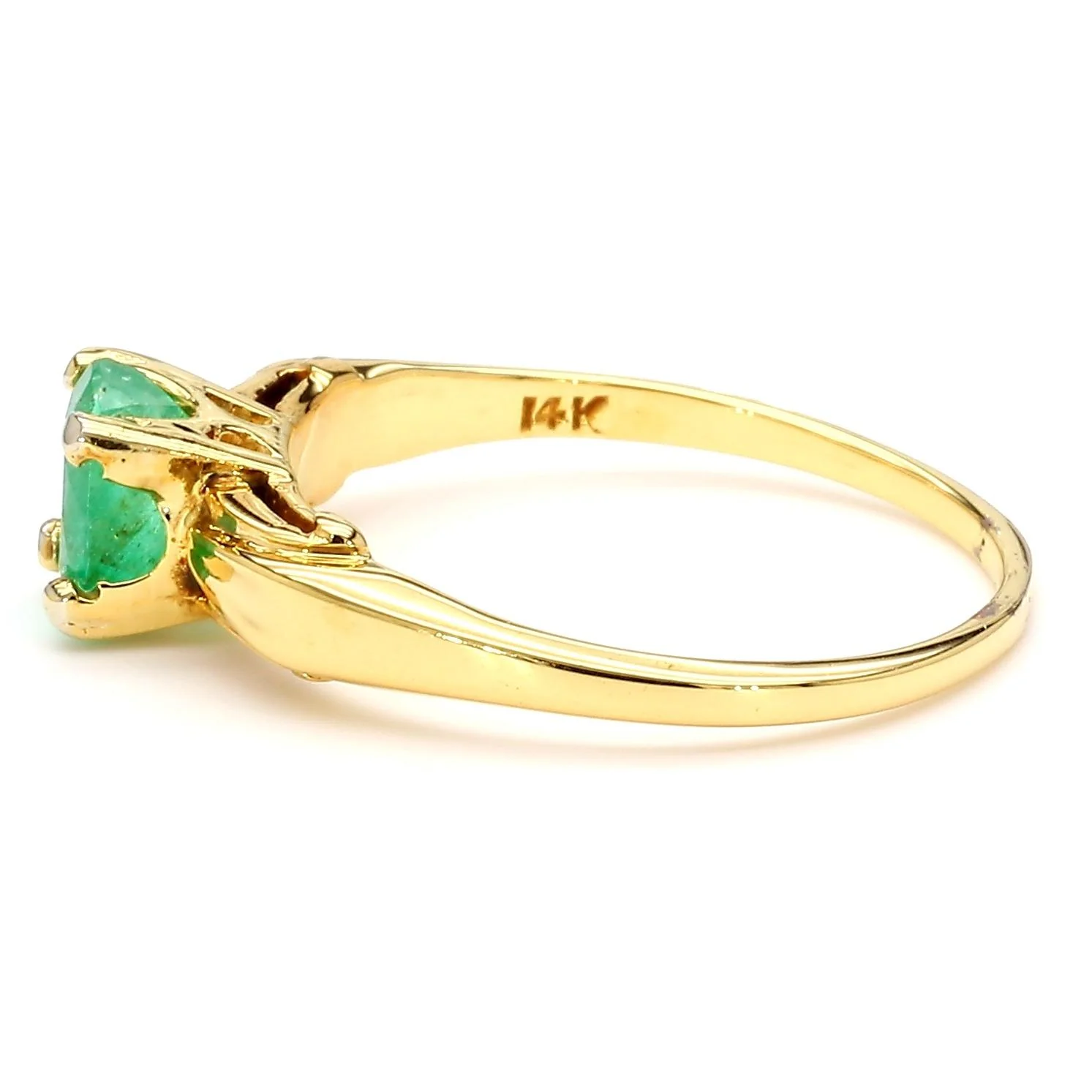 1 Carat Oval Cut Colombian Emerald 14K Gold Engagement Ring - Image 7