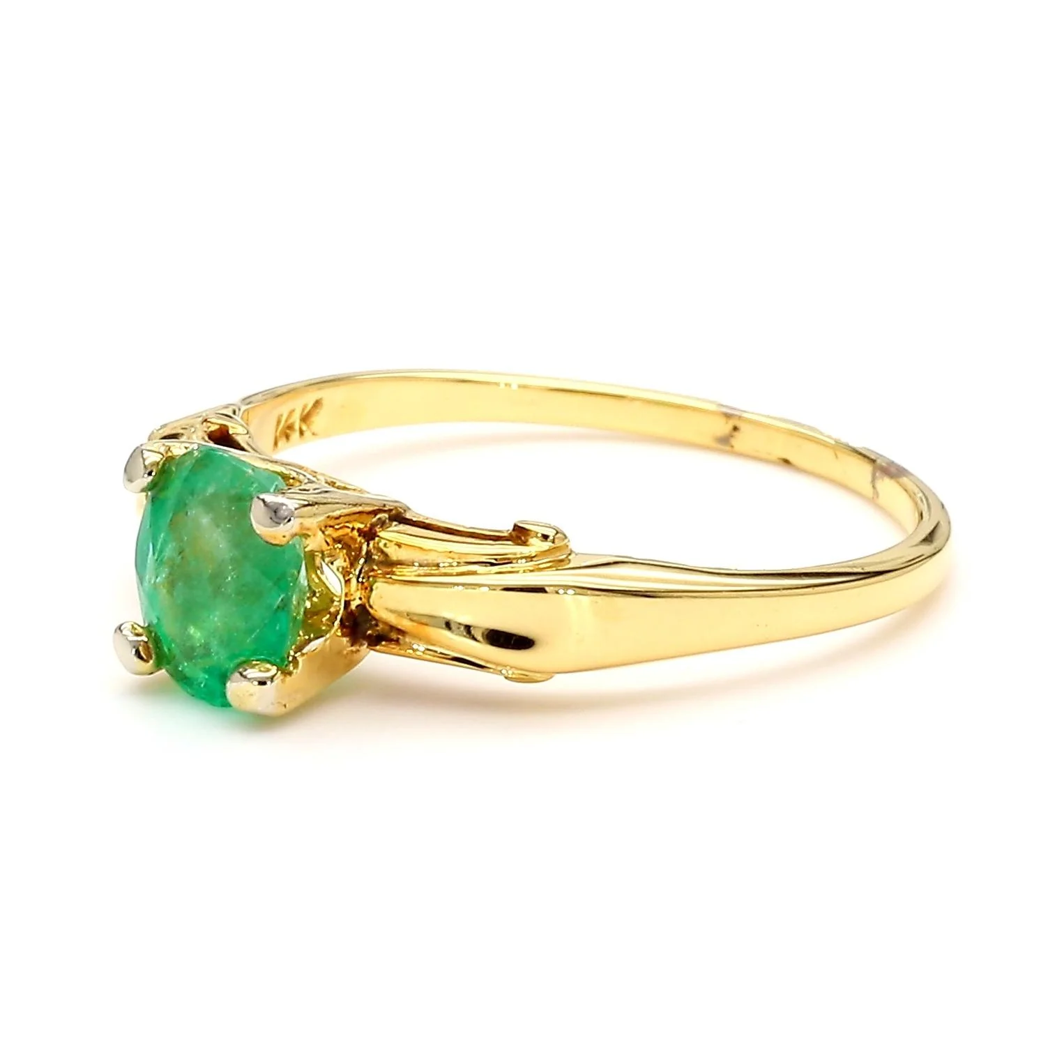 1 Carat Oval Cut Colombian Emerald 14K Gold Engagement Ring - Image 8