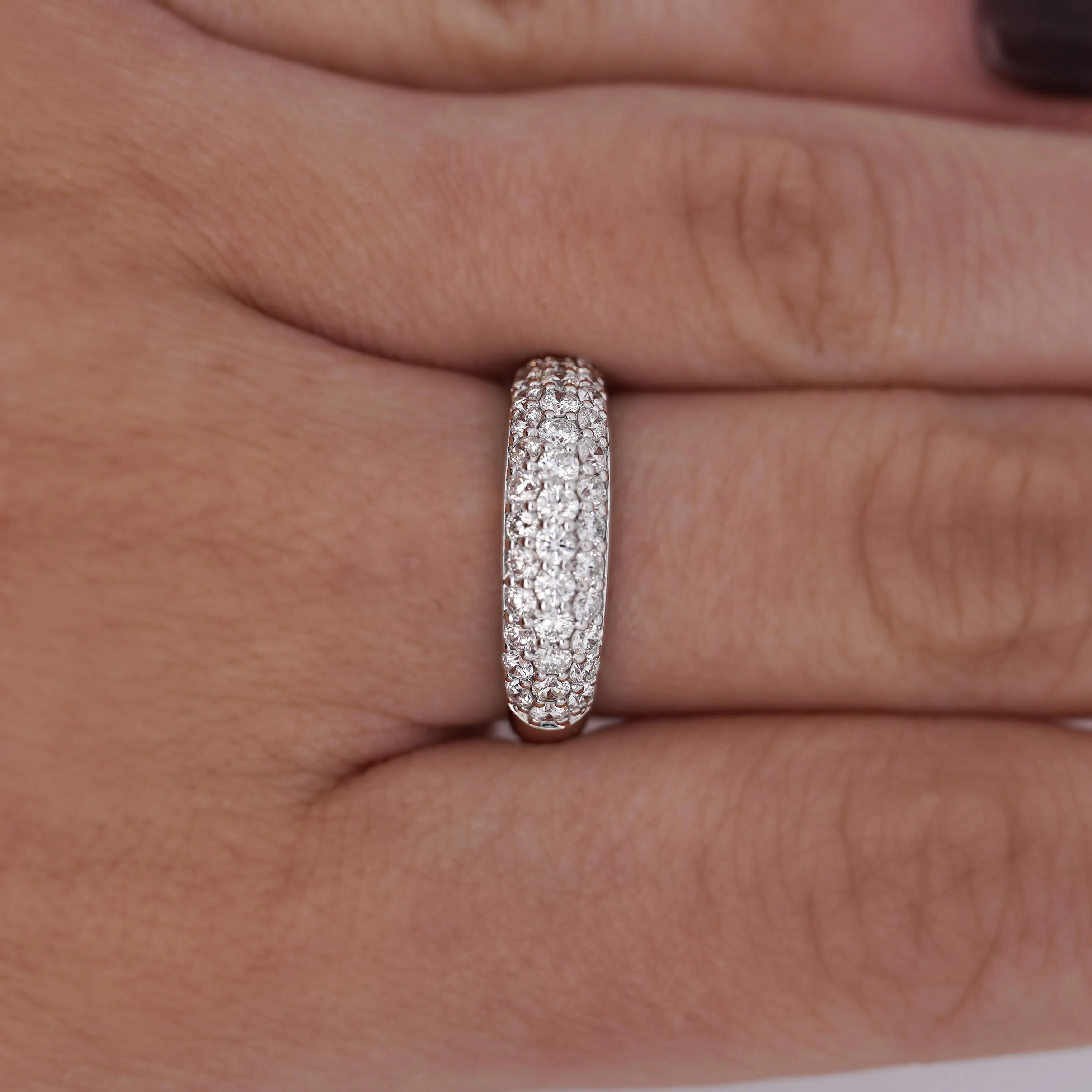 1 Carat Pave Diamond Dome Platinum Band Ring - Image 2