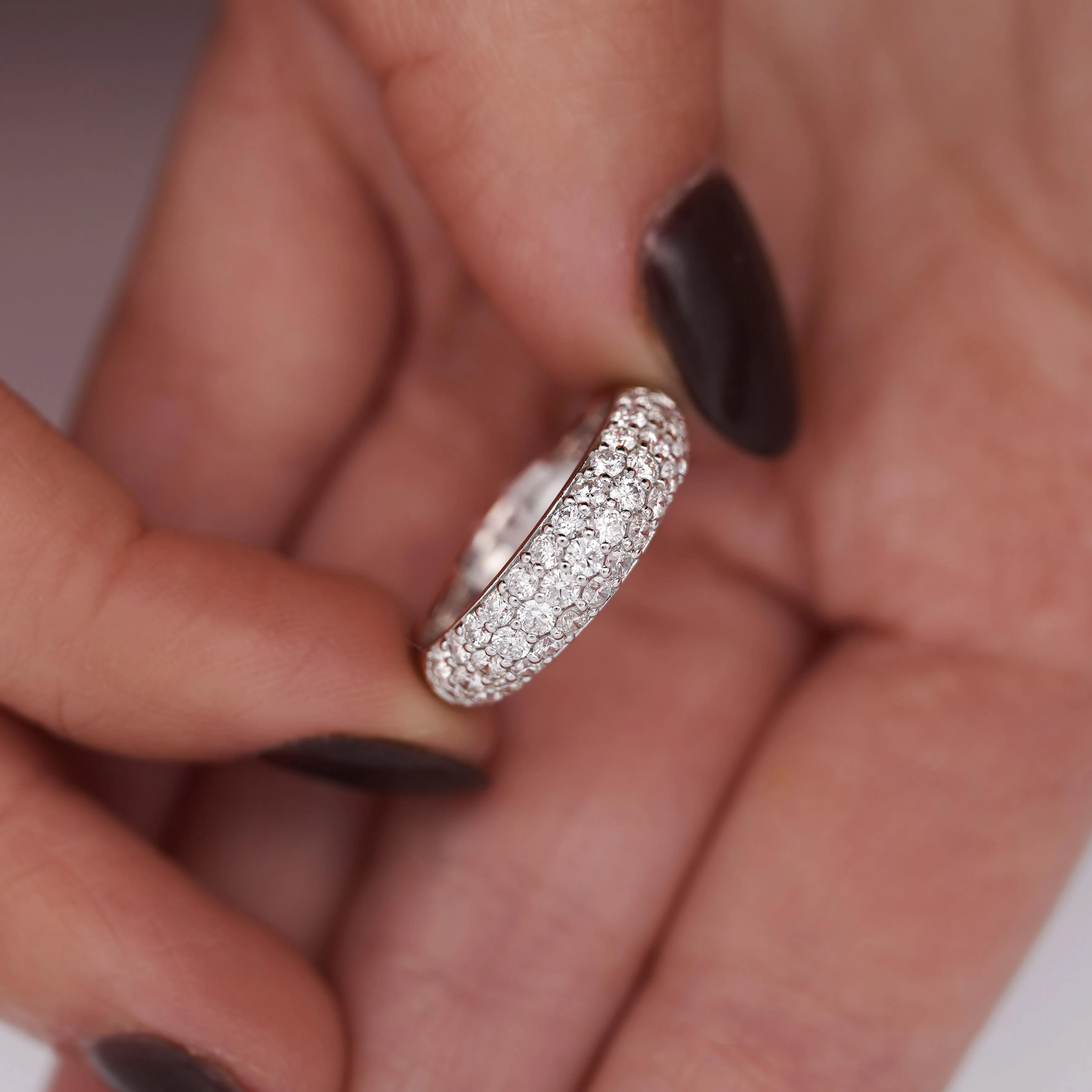 1 Carat Pave Diamond Dome Platinum Band Ring - Image 3