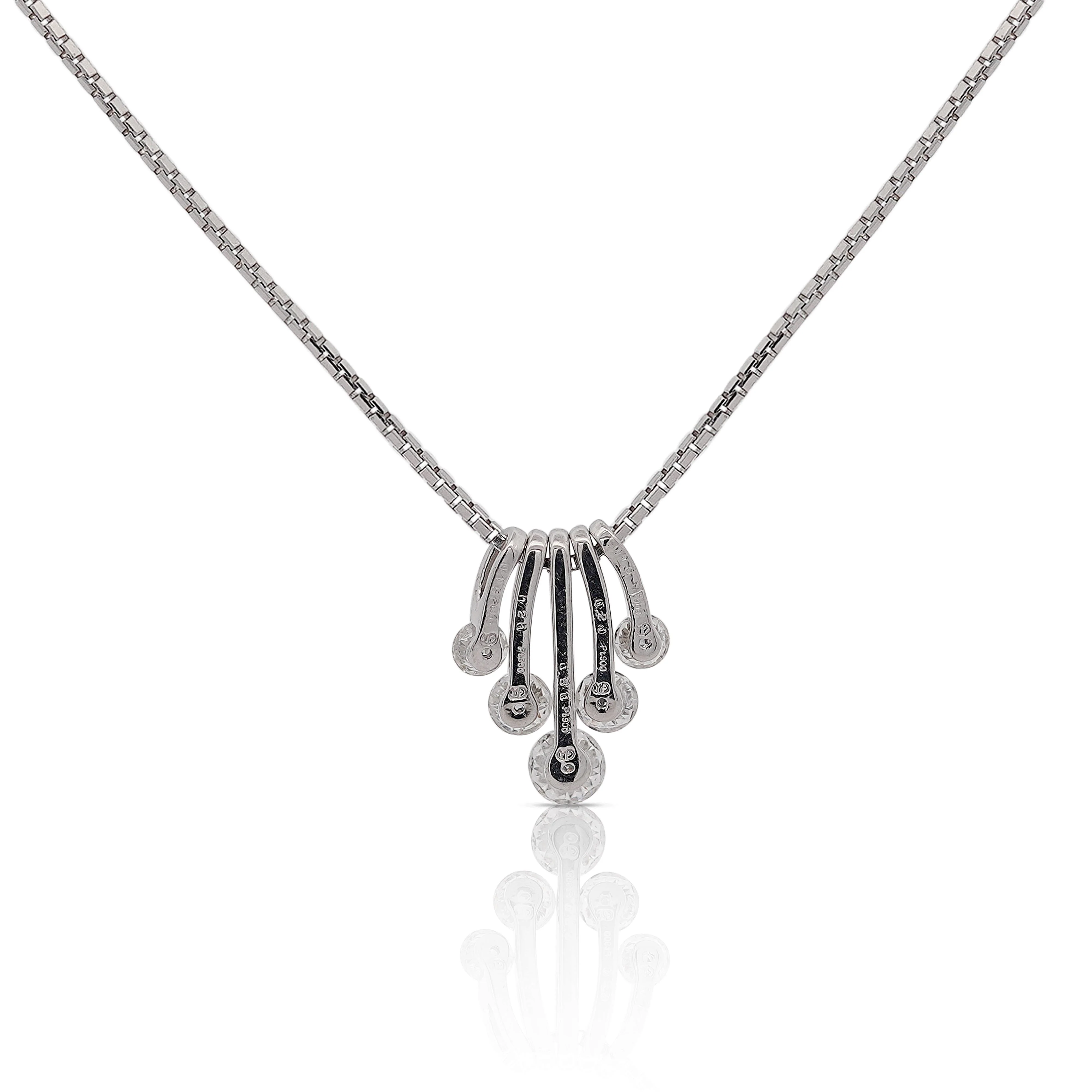1 Carat Round Cut Diamond 5 Stone Platinum Dancing Pendant Necklace - Image 5