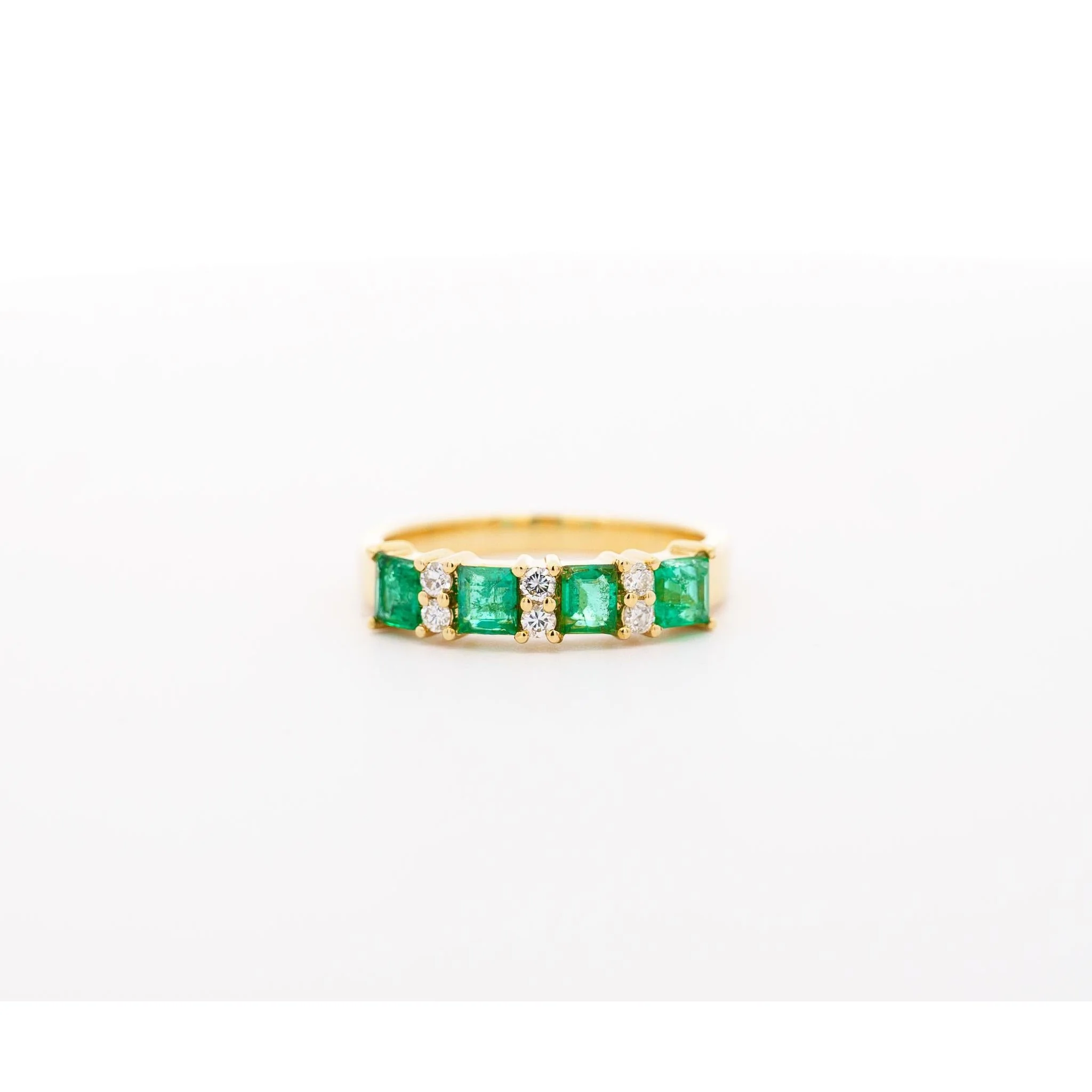 1 Carat Emerald Diamond 5-Stone Square Ring in 14K Gold - Image 3
