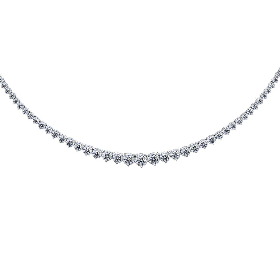 10-30 Carat Total Diamond 14K White Gold Graduating Riviera Tennis Necklace - Image 2