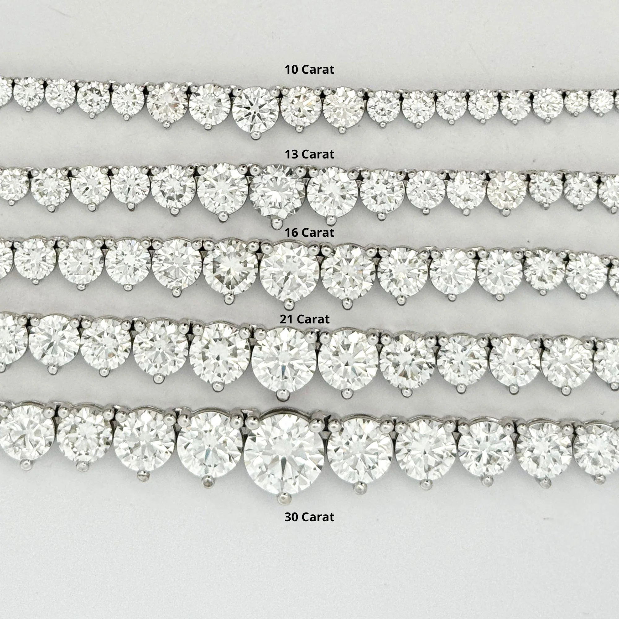 10-30 Carat Total Diamond 14K White Gold Graduating Riviera Tennis Necklace - Image 7