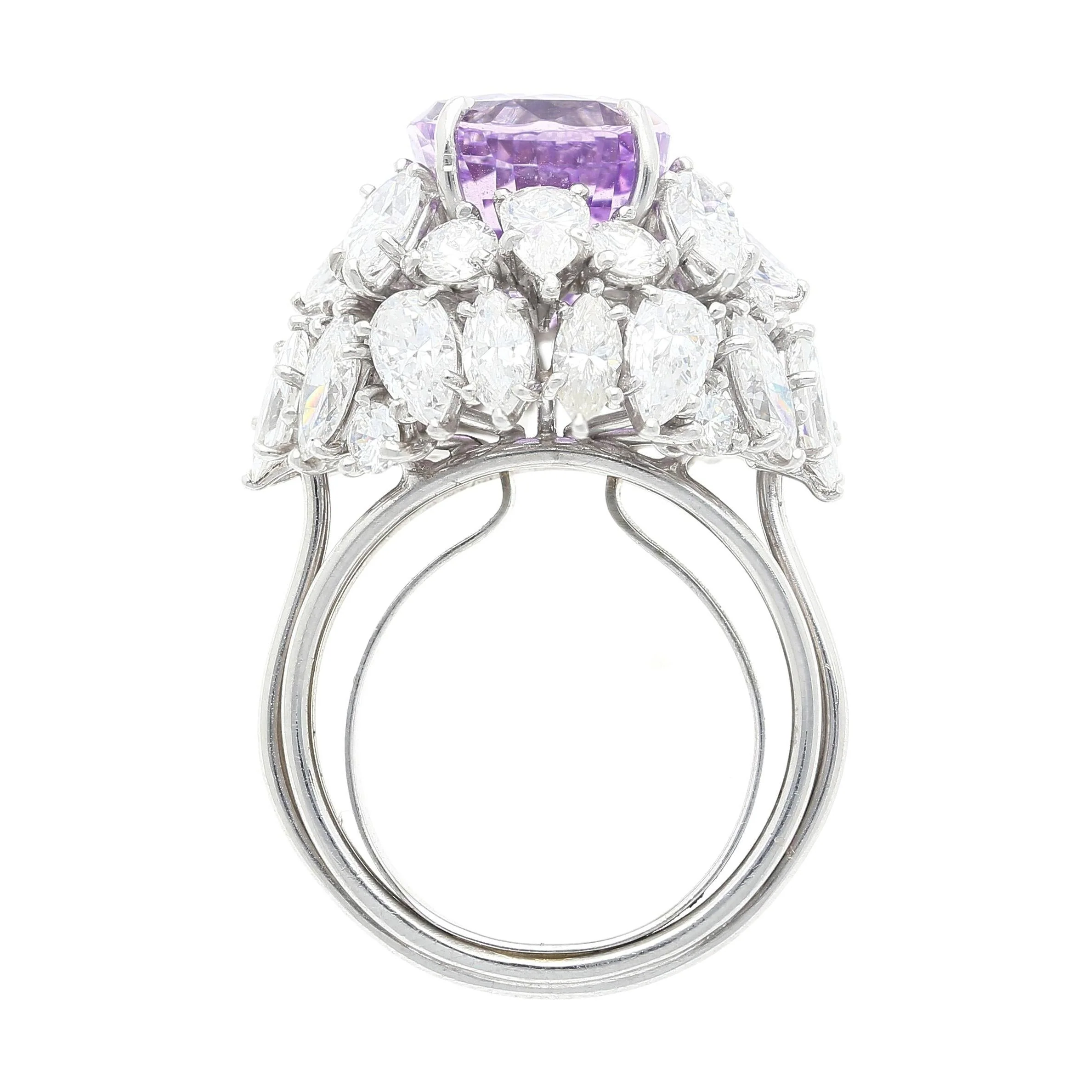 10.35 Carat Purple Sapphire No Heat Ceylon and Diamond Cluster Ring - Image 6