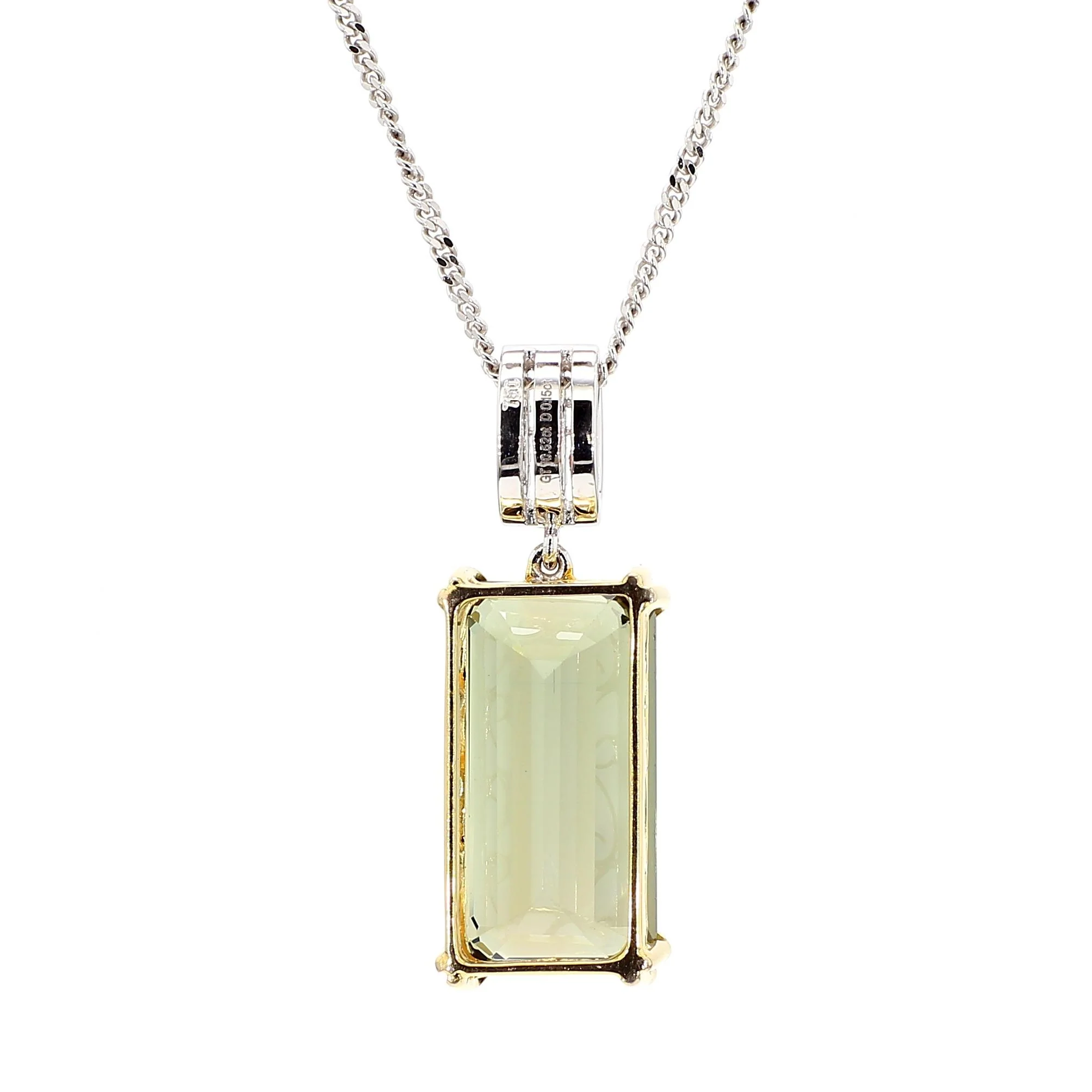 10.52 Carat Forrest Green Tourmaline Emerald Cut 18K Gold Pendant Necklace - Image 6