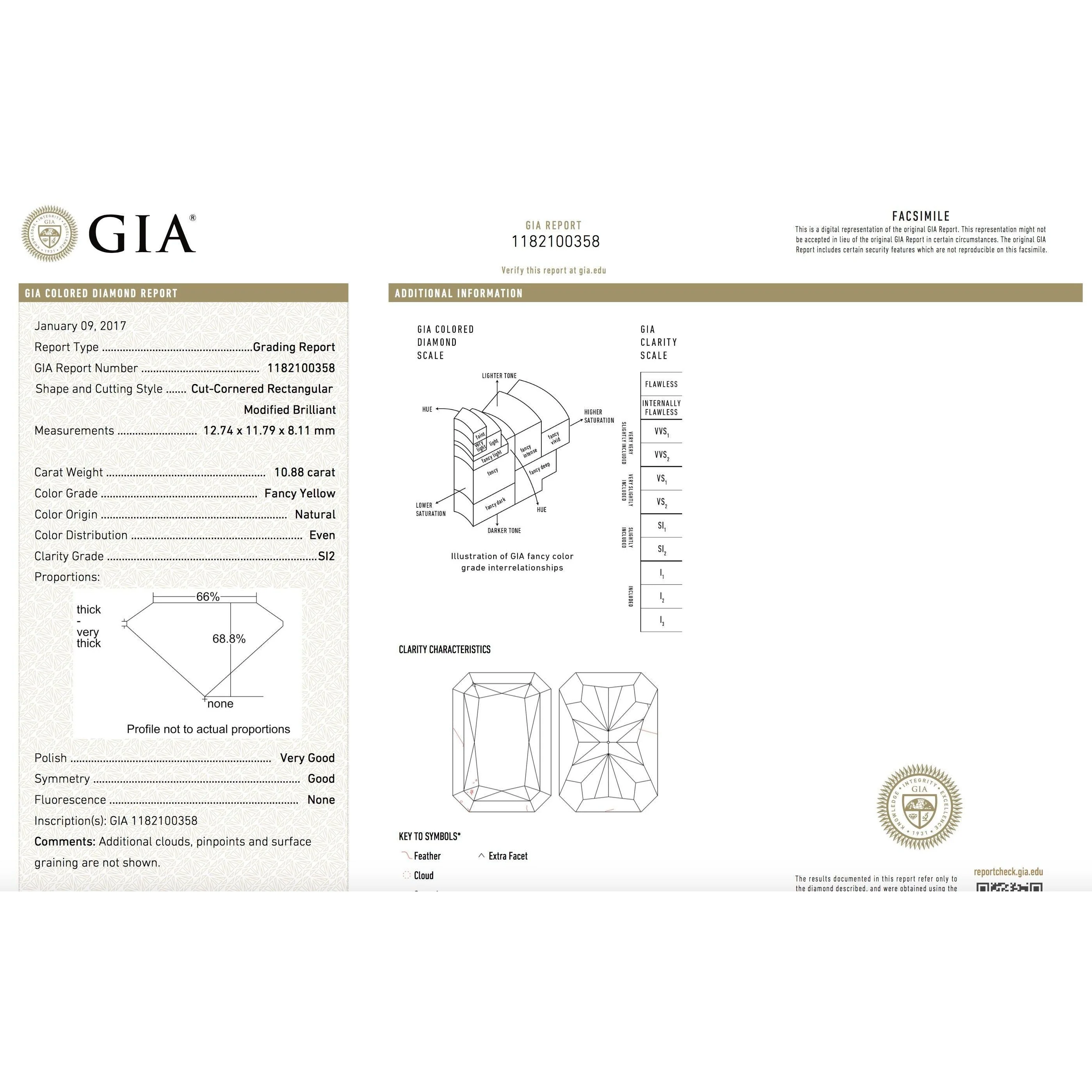 10.88 Carat Radiant Cut Fancy Yellow Diamond | GIA Certified - Image 4