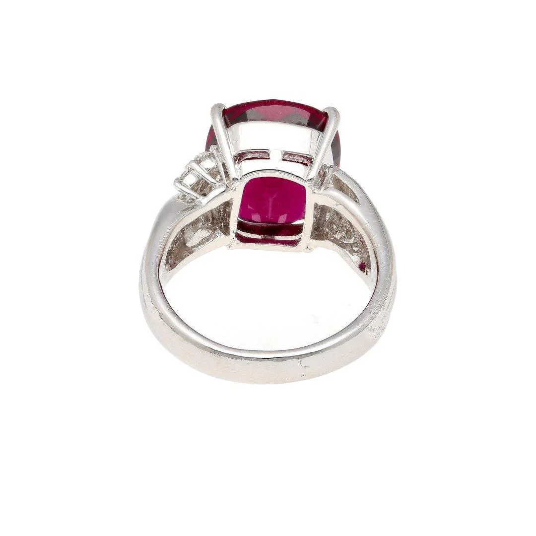 10.96 Carat Rubellite Tourmaline and Diamond Accent Platinum Ring - Image 7