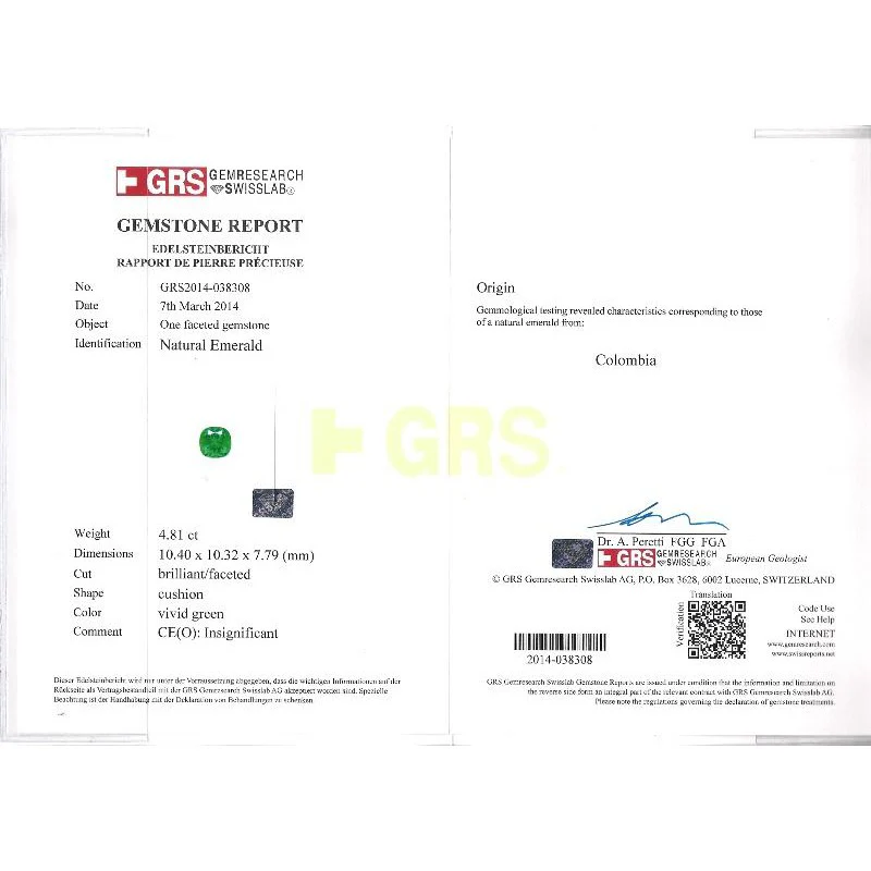 10 Carat Colombian Emerald GRS Certified Cushion Cut Minor Oil Diamond Earrings - Image 10