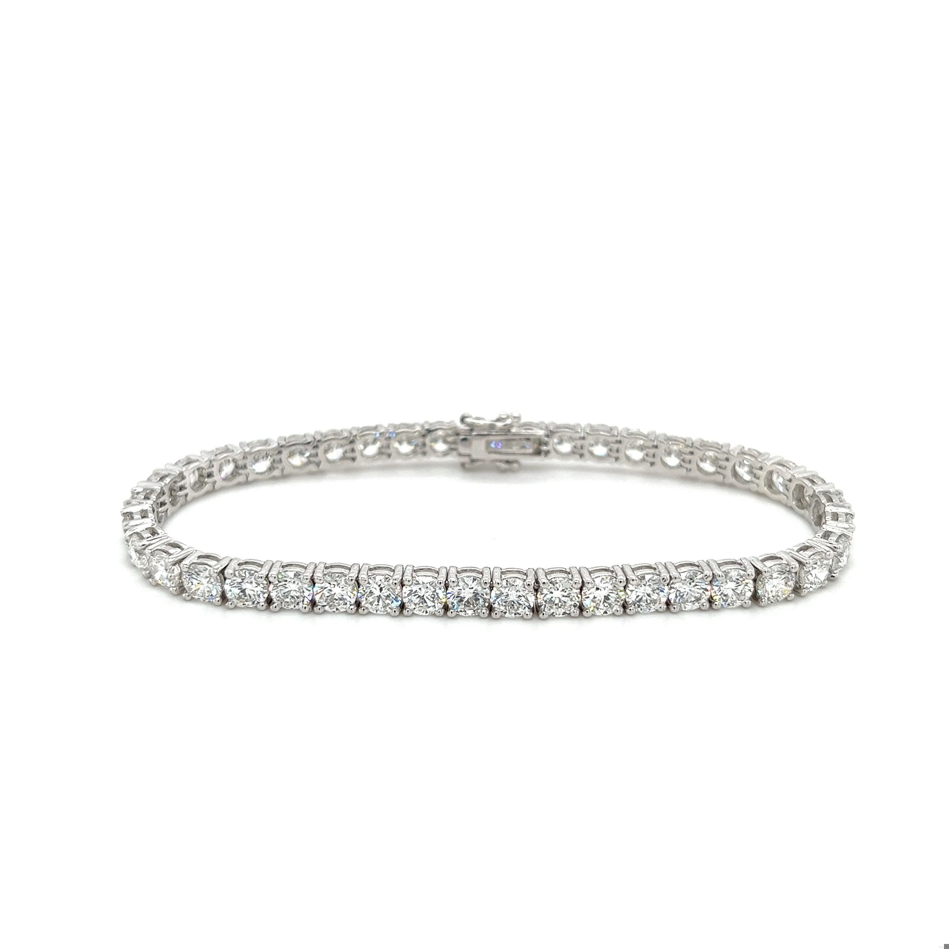 12.47 Carat Round Cut Lab Grown Diamond Tennis Bracelet in 18K White Gold - Image 4