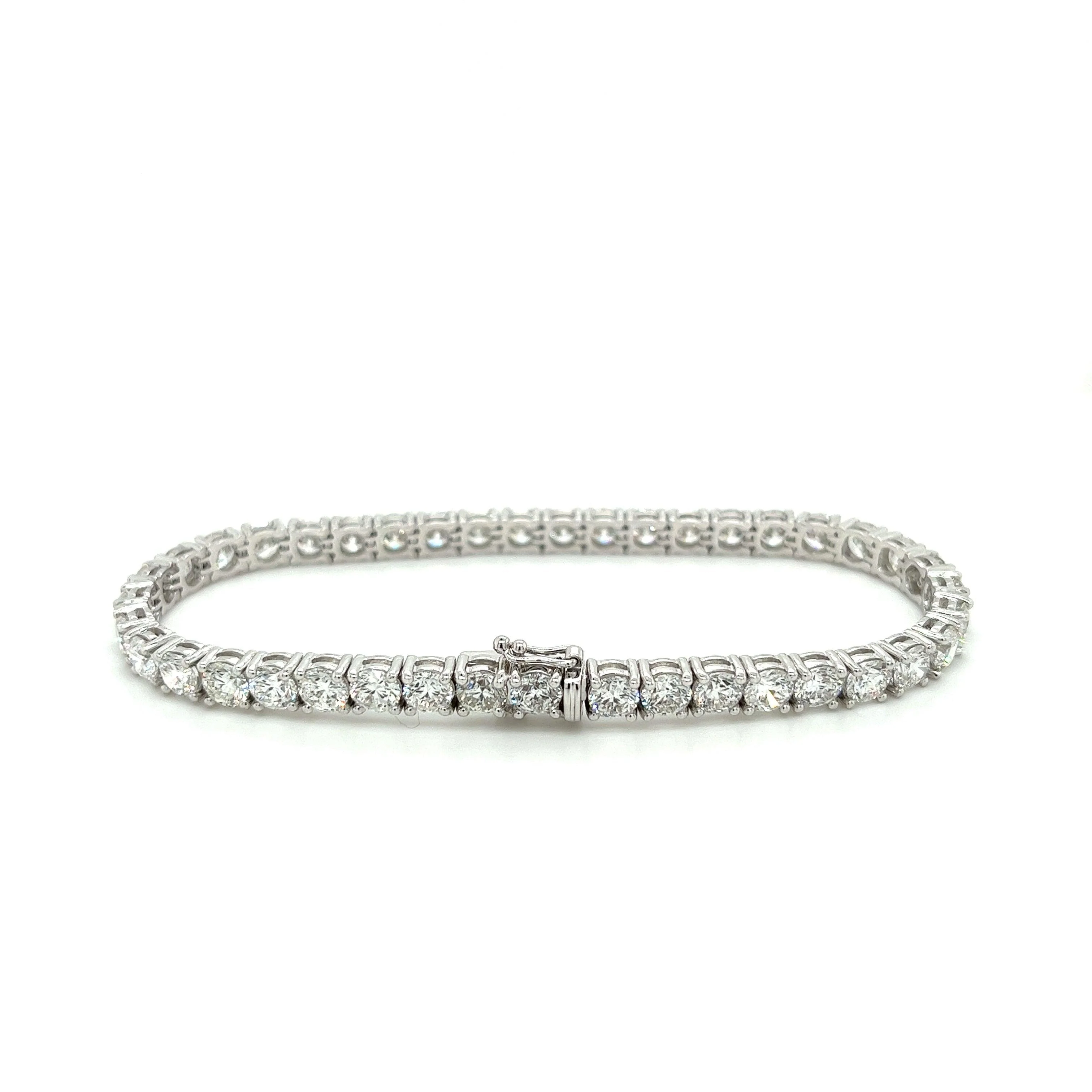 12.47 Carat Round Cut Lab Grown Diamond Tennis Bracelet in 18K White Gold - Image 5