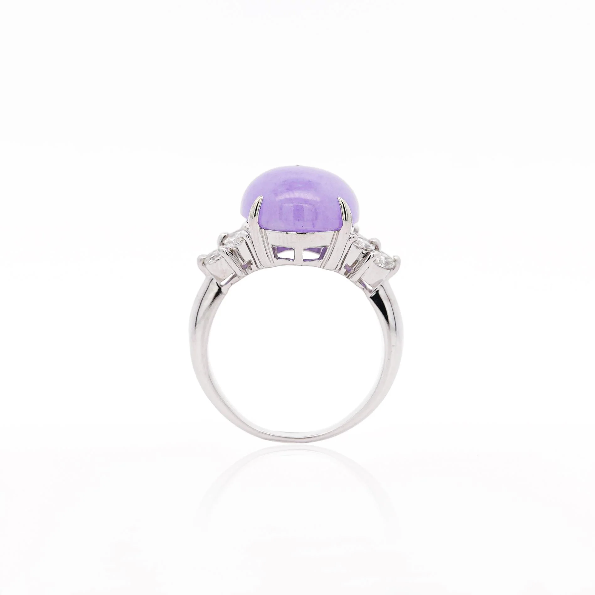 12.86 Carat Lavender A Jade & Diamond Platinum Cocktail Ring - Image 7