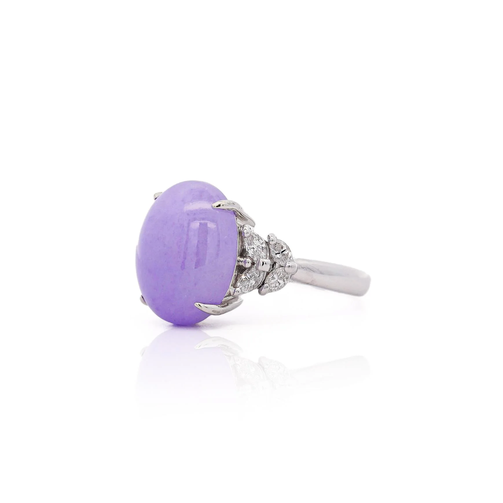12.86 Carat Lavender A Jade & Diamond Platinum Cocktail Ring - Image 8